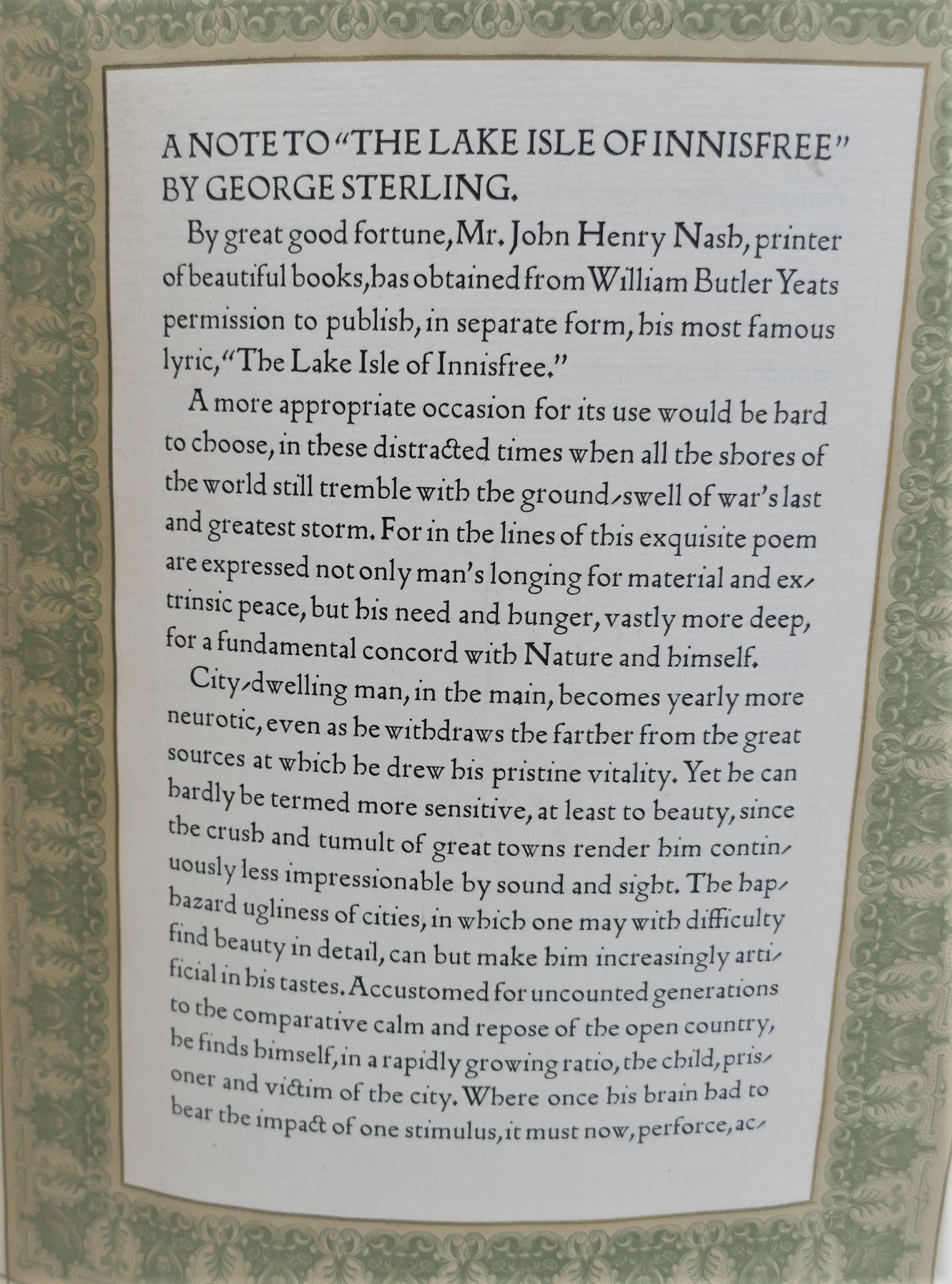 The Lake Isle of Innisfree. Facsimile of the Poem in the Poet's Handwriting (1924) - Image 4