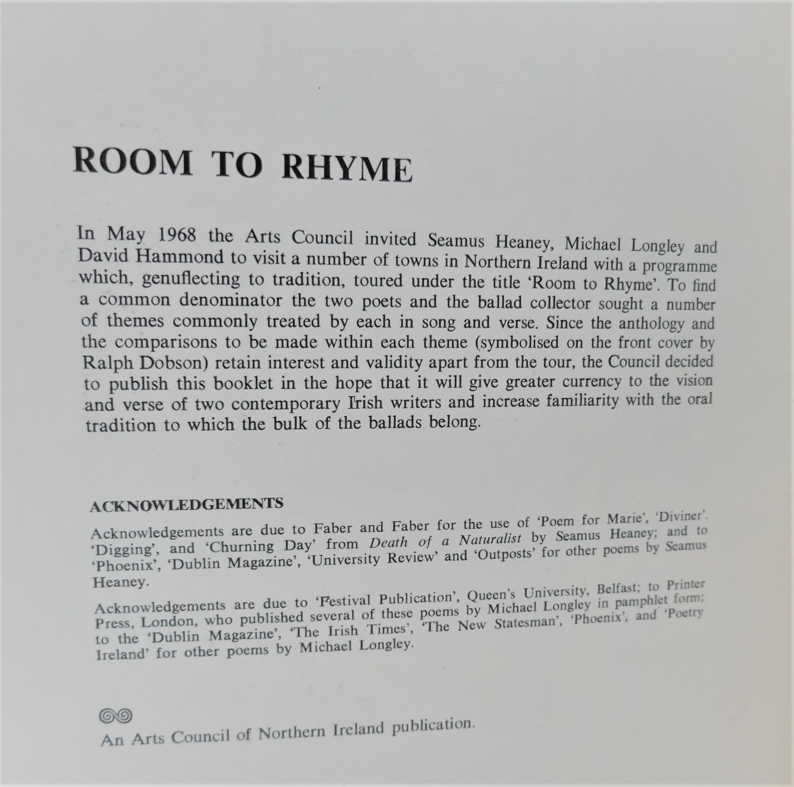 Room To Rhyme. An Anthology of Poems. Signed Copy (1968) - Image 3