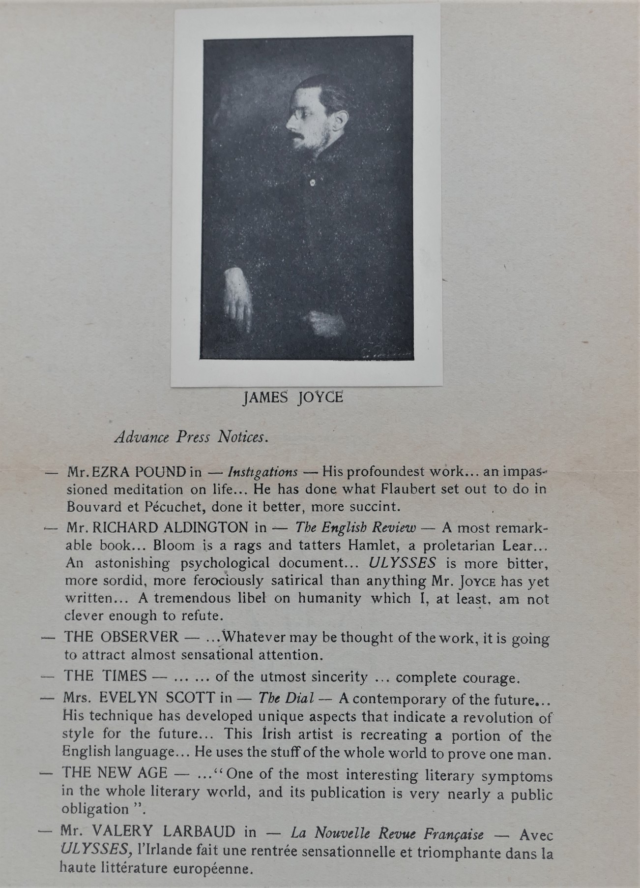 The Original Prospectus for the First Edition of 'Ulysses.' Paris (1921) - Image 4