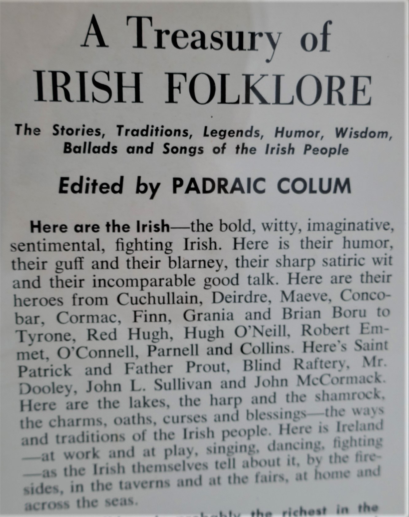 A Treasury of Irish Folklore. Signed by the Author (1954) - Image 3
