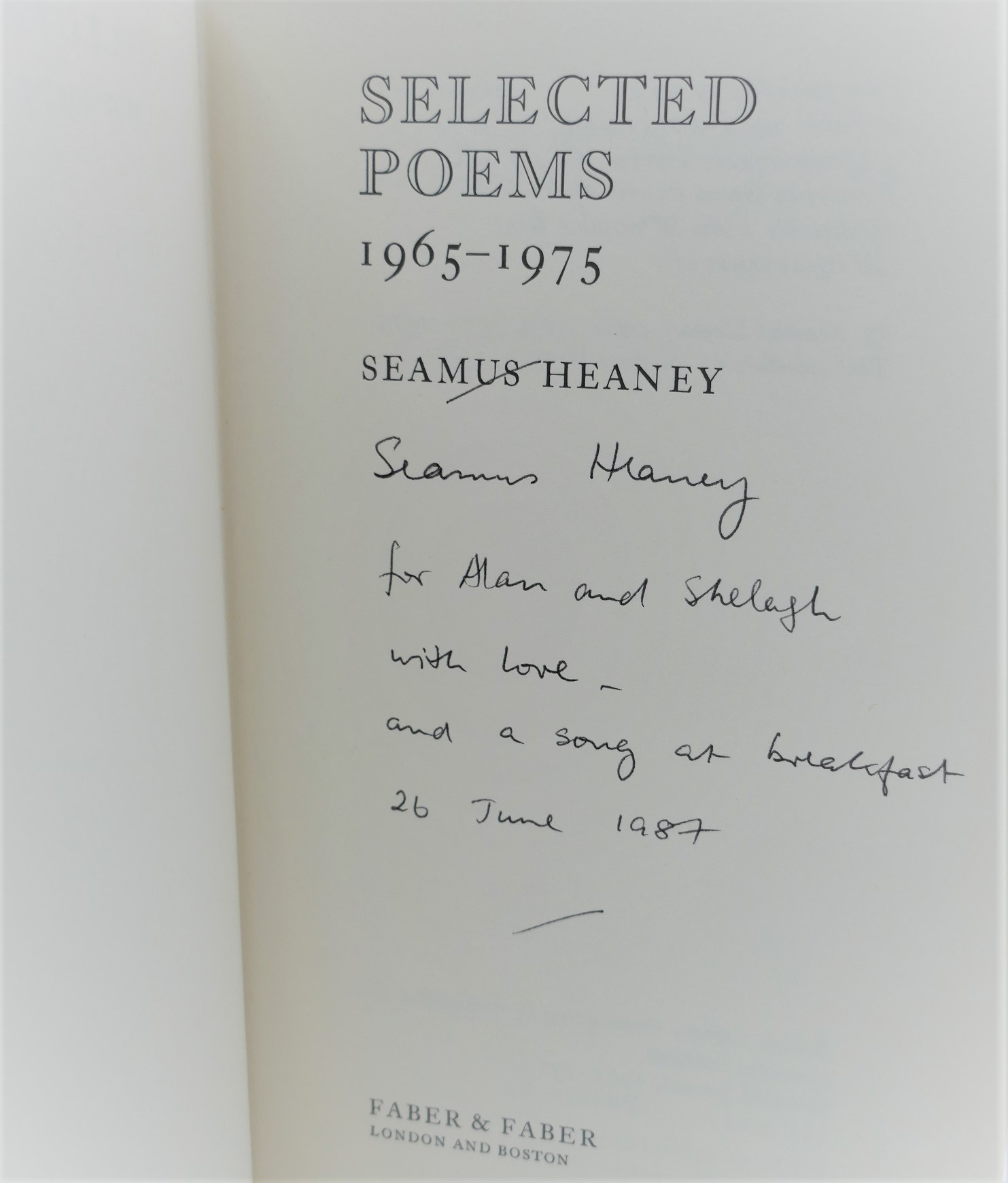 Selected Poems 1965-1975. Presentation Copy (1980) - Image 2
