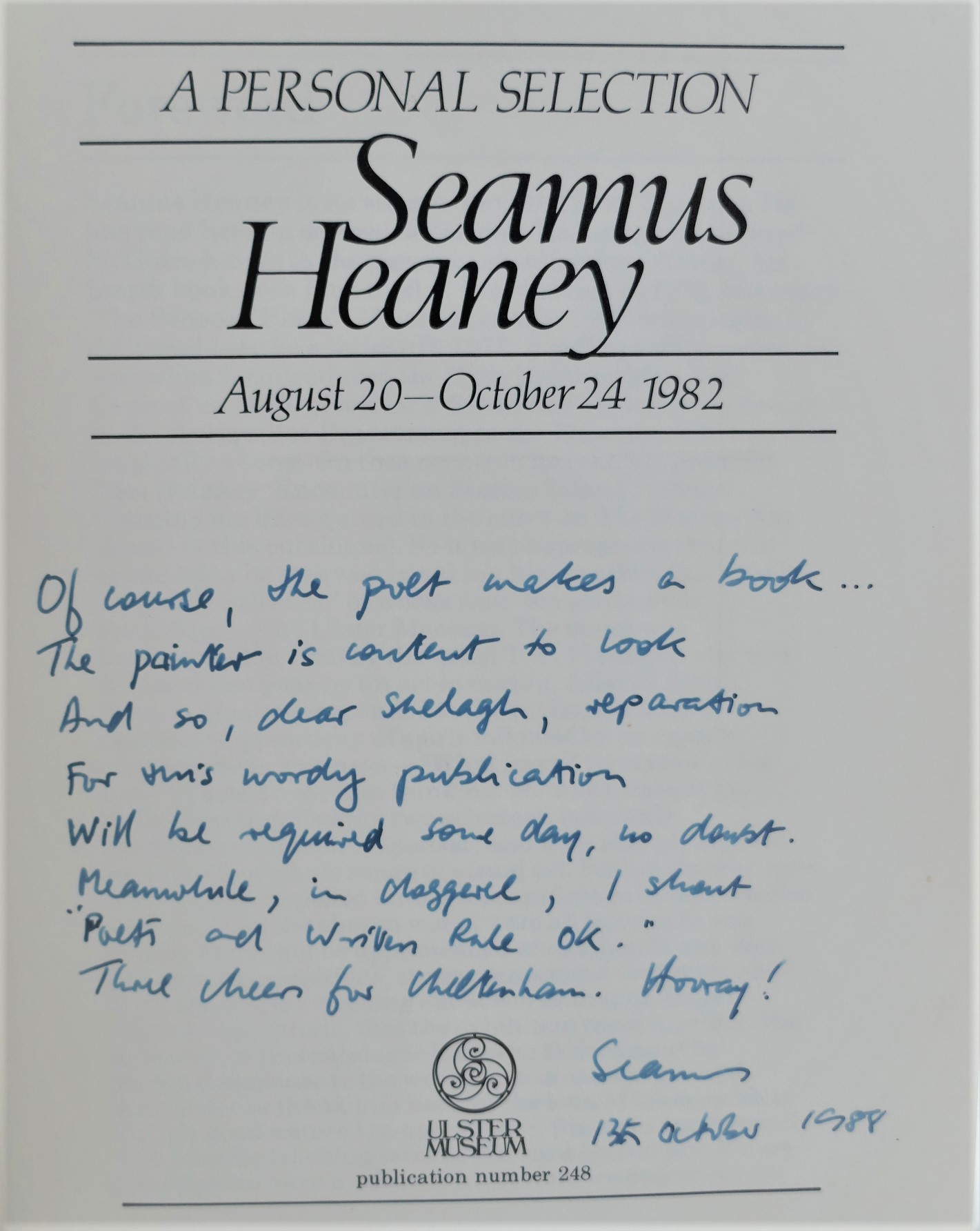 A Personal Selection - Seamus Heaney. Inscribed Copy (1982) - Image 2