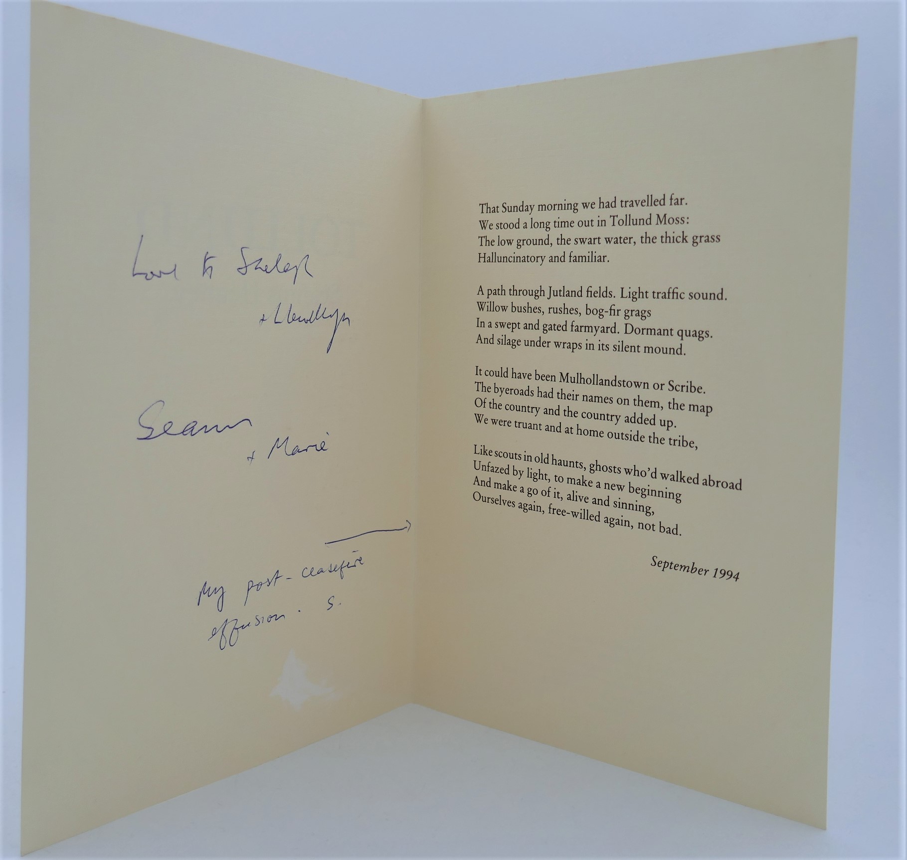 Tollund. Heaney Family Christmas Cards for 1994 - Image 2