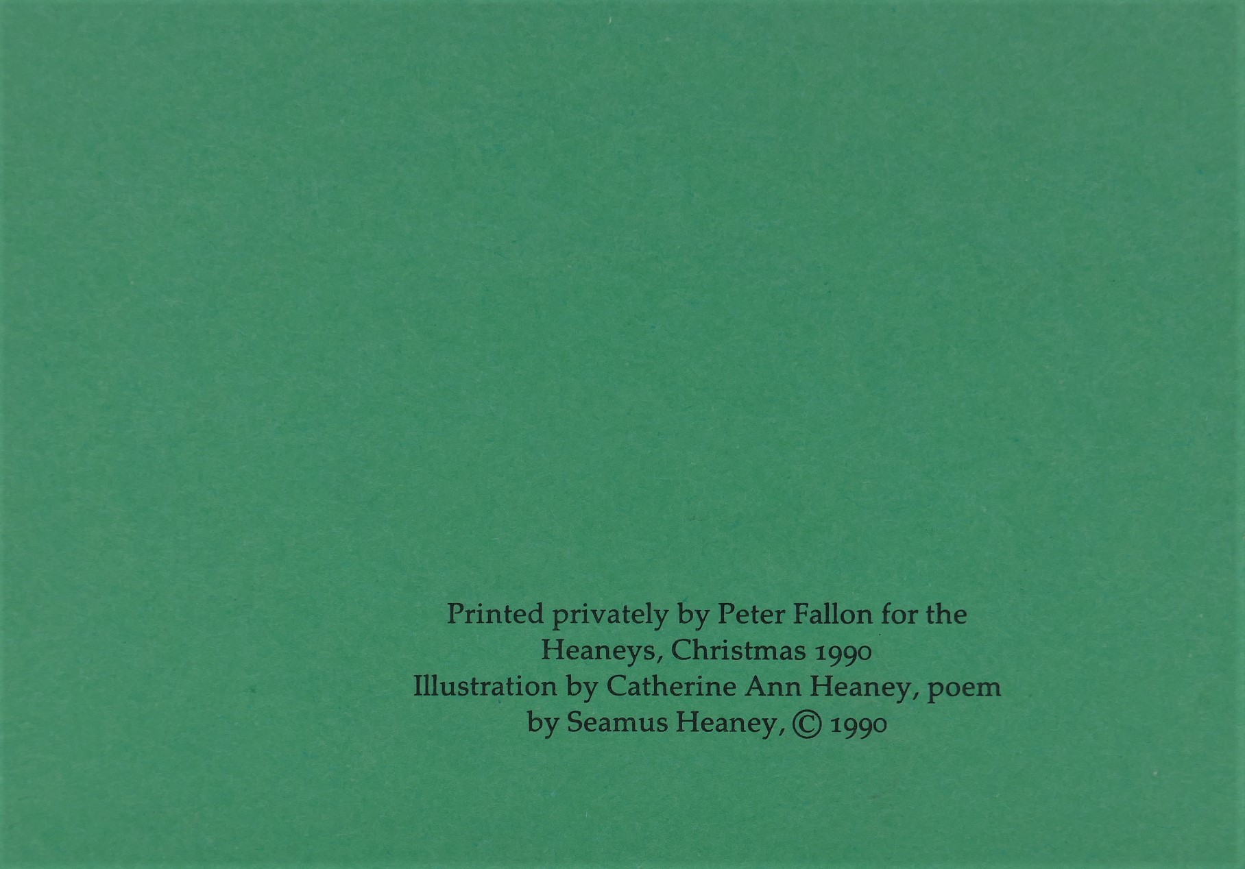 Field of Vision. Heaney Family Christmas Cards for 1989 - Image 3