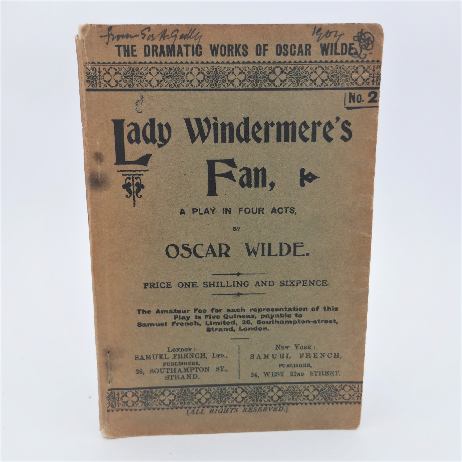 Lady Windermere's Fan. With Original Cast Photograph (1895)