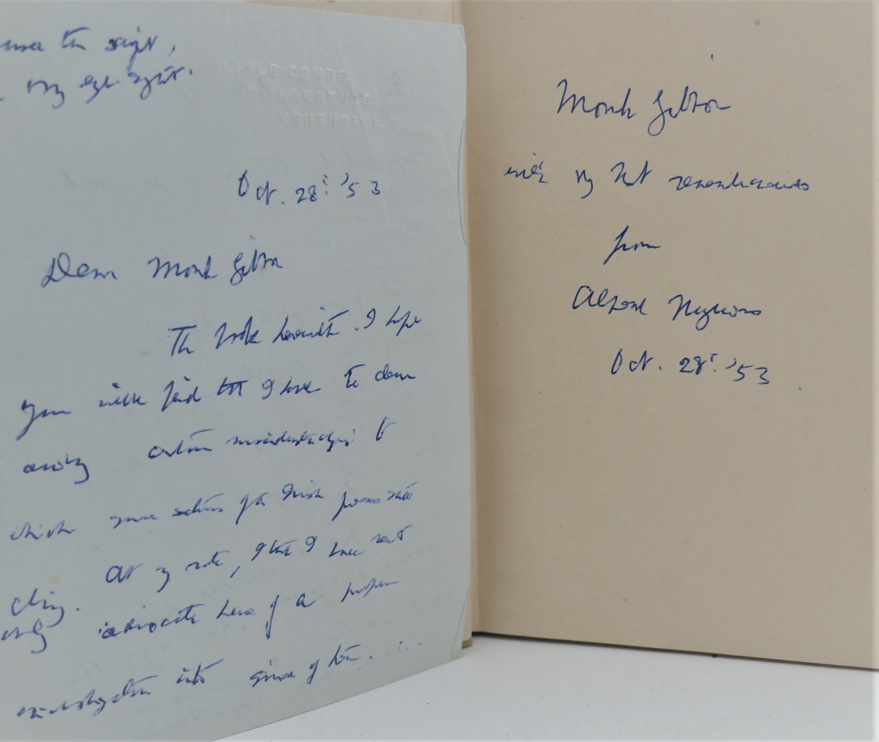 Two Worlds for Memory. Inscribed Copy (1953) - Image 2