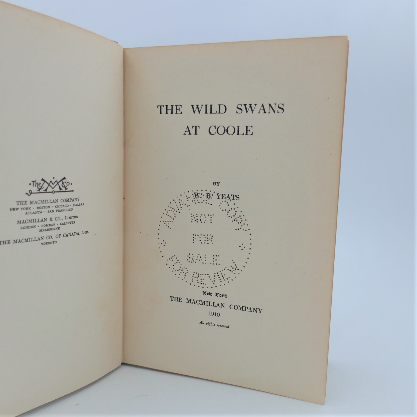 The Wild Swans at Coole. Advance Review Copy (1919) - Image 3