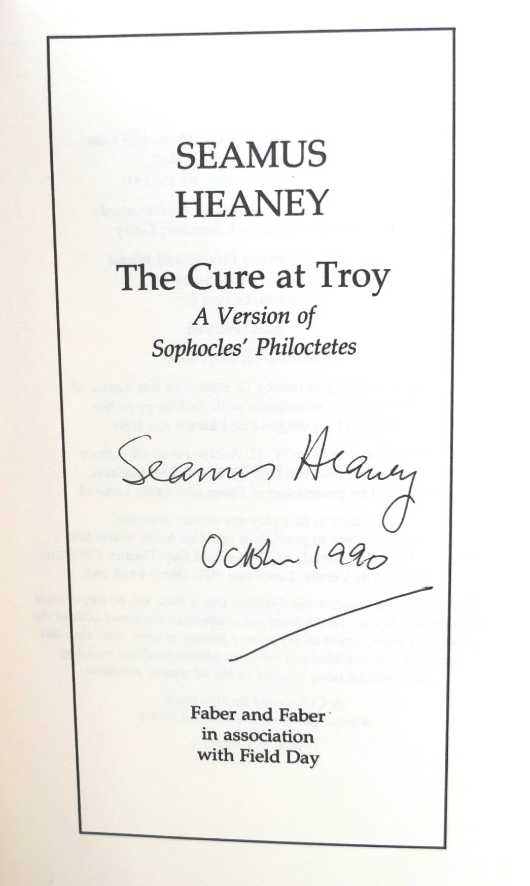 The Cure at Troy. Signed Copy (1990) - Image 2