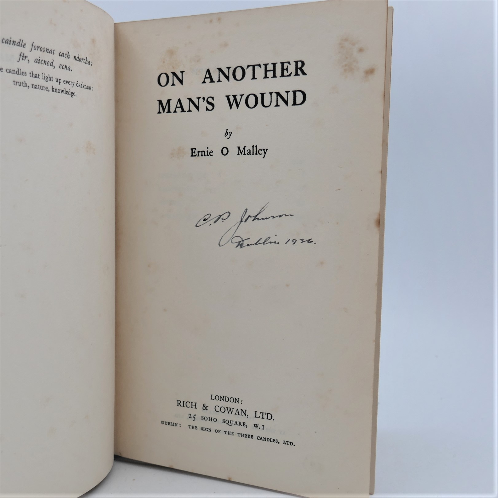 On Another Man's Wound. First Edition (1936) - Image 2