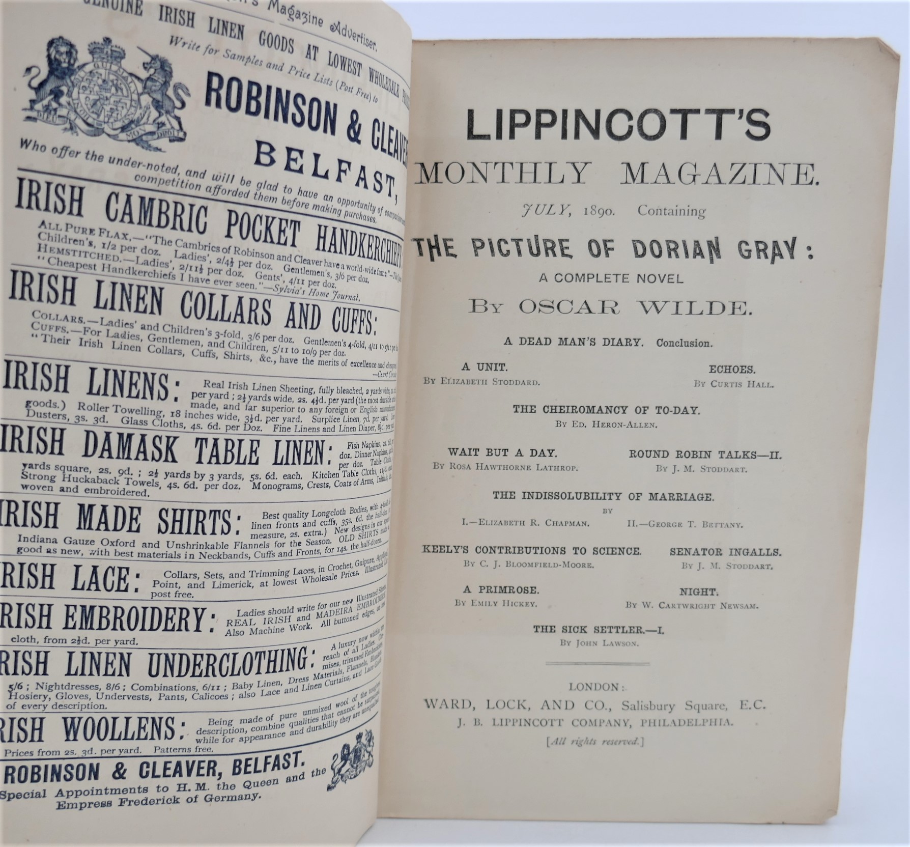 The Picture of Dorian Gray. First Edition (1891). Together with the First Printing in "Lippincott's Monthly Magazine" (1890) - Image 4