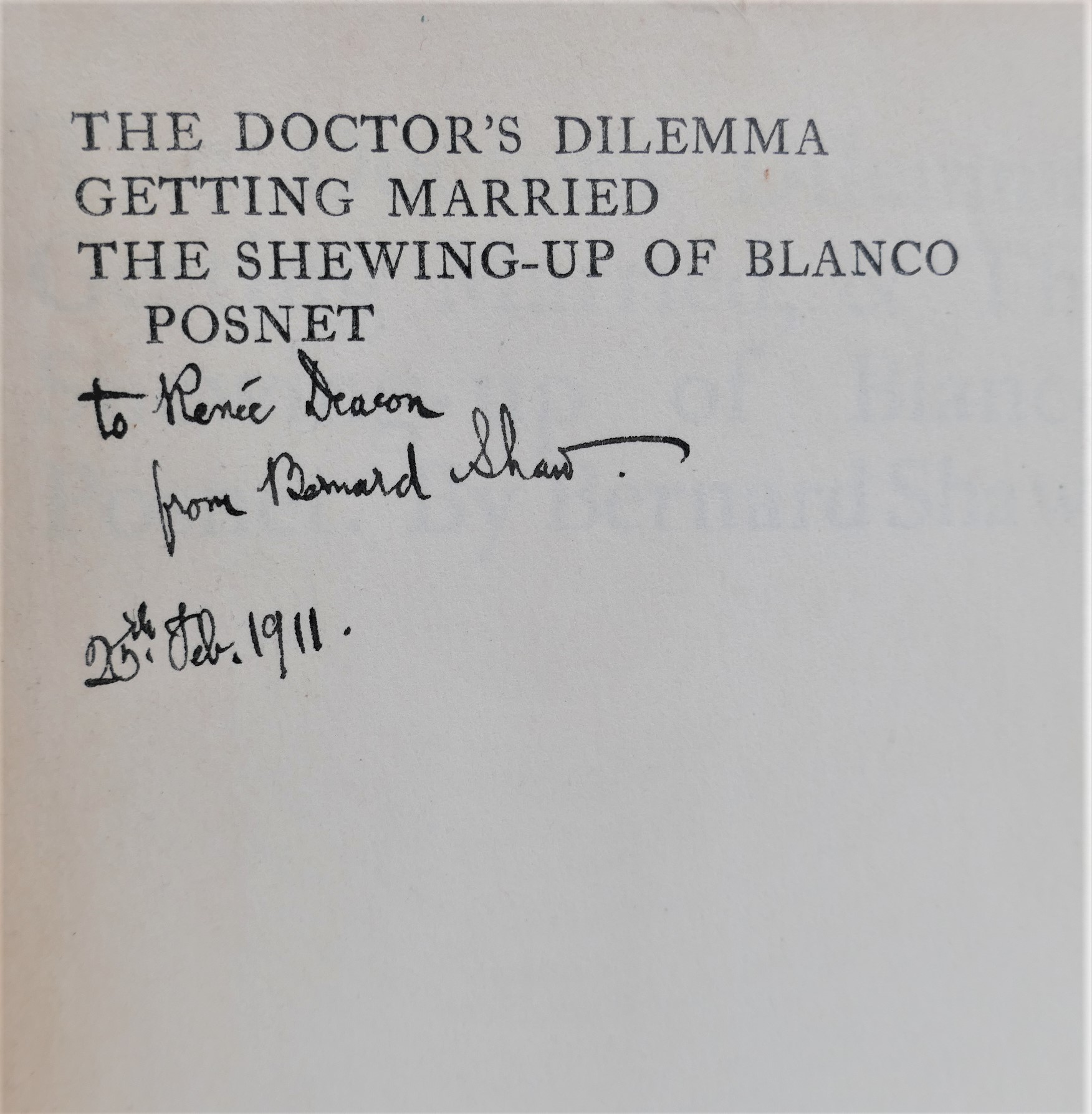 The Doctor's Dilemma. Inscribed by the Author (1911) - Image 3