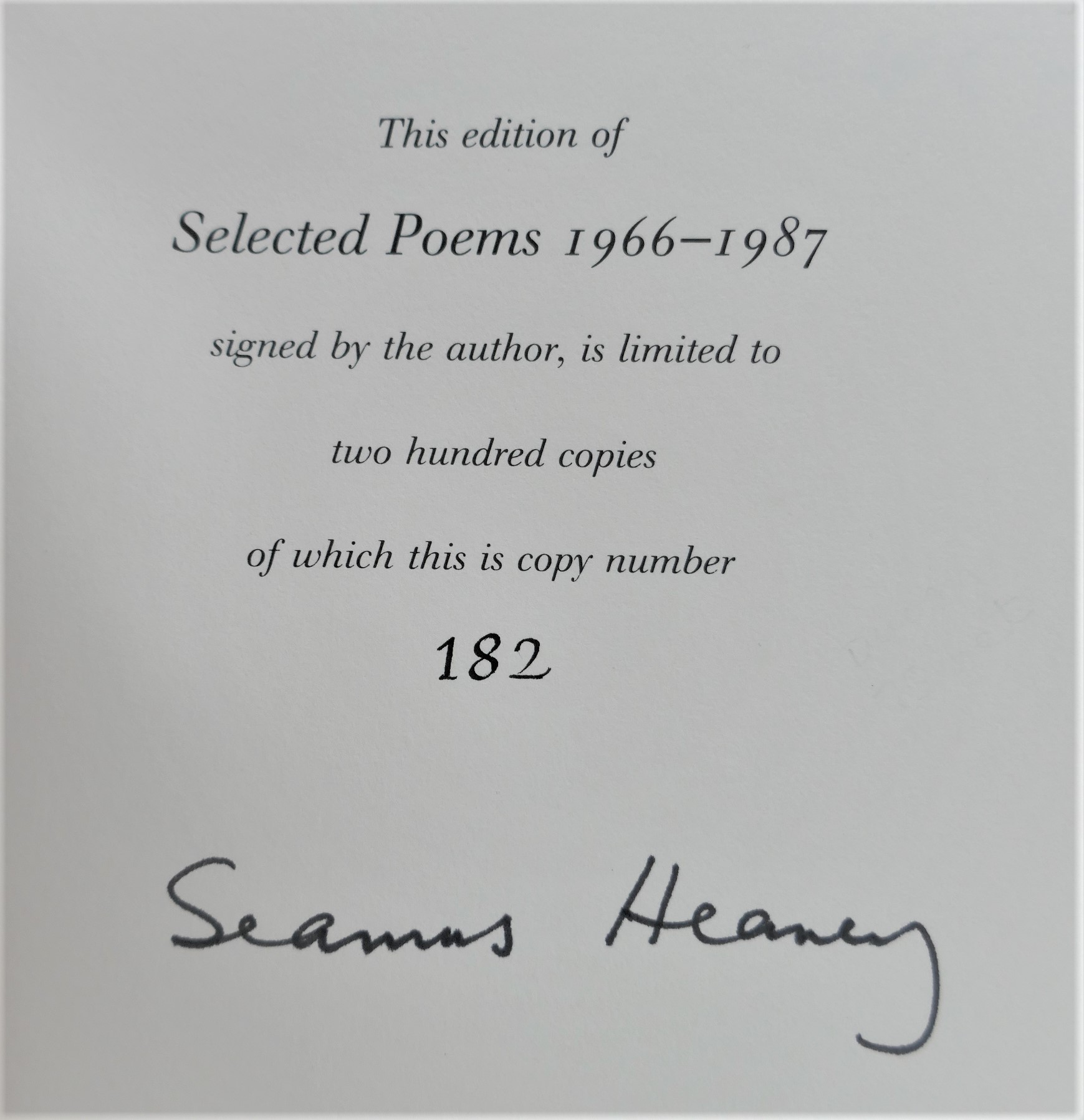 Selected Poems 1966-1987. Limited Edition (1990) - Image 3