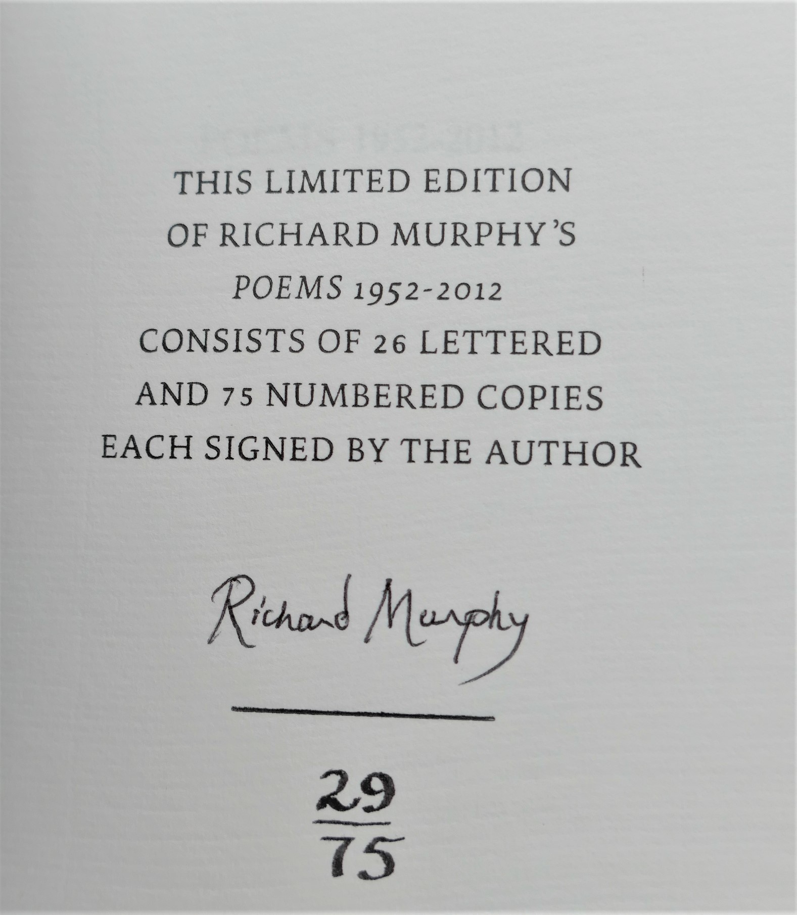 Poems 1952-2012. LImited Signed Edition (2013) - Image 3