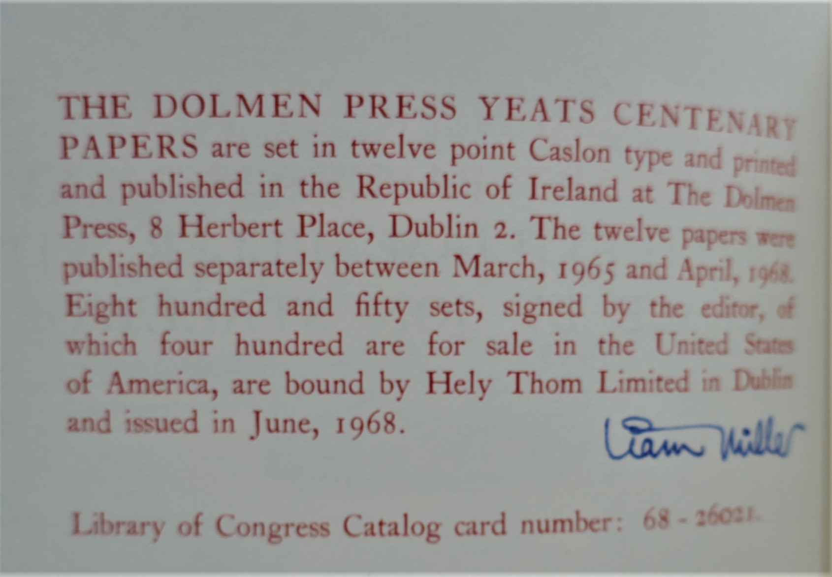 The Dolmen Press Yeats Centenary Papers (1968) - Image 4