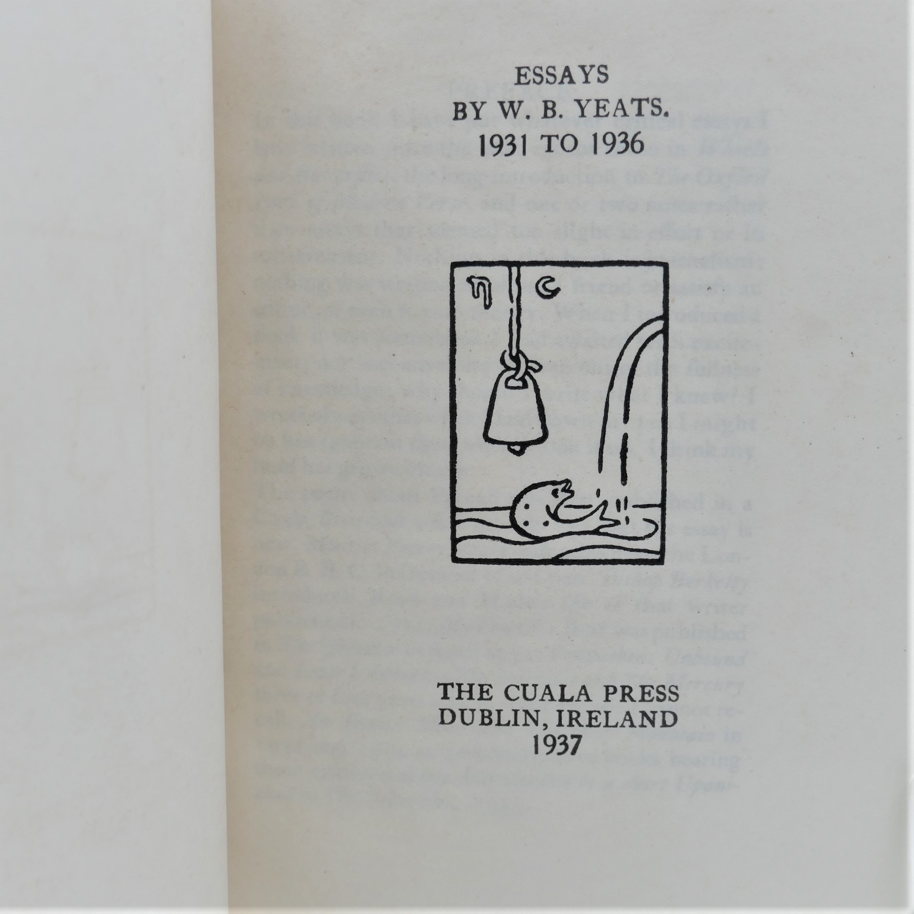 Essays by W.B. Yeats. Ex Libris John Masefield. Cuala Press (1937) - Image 3