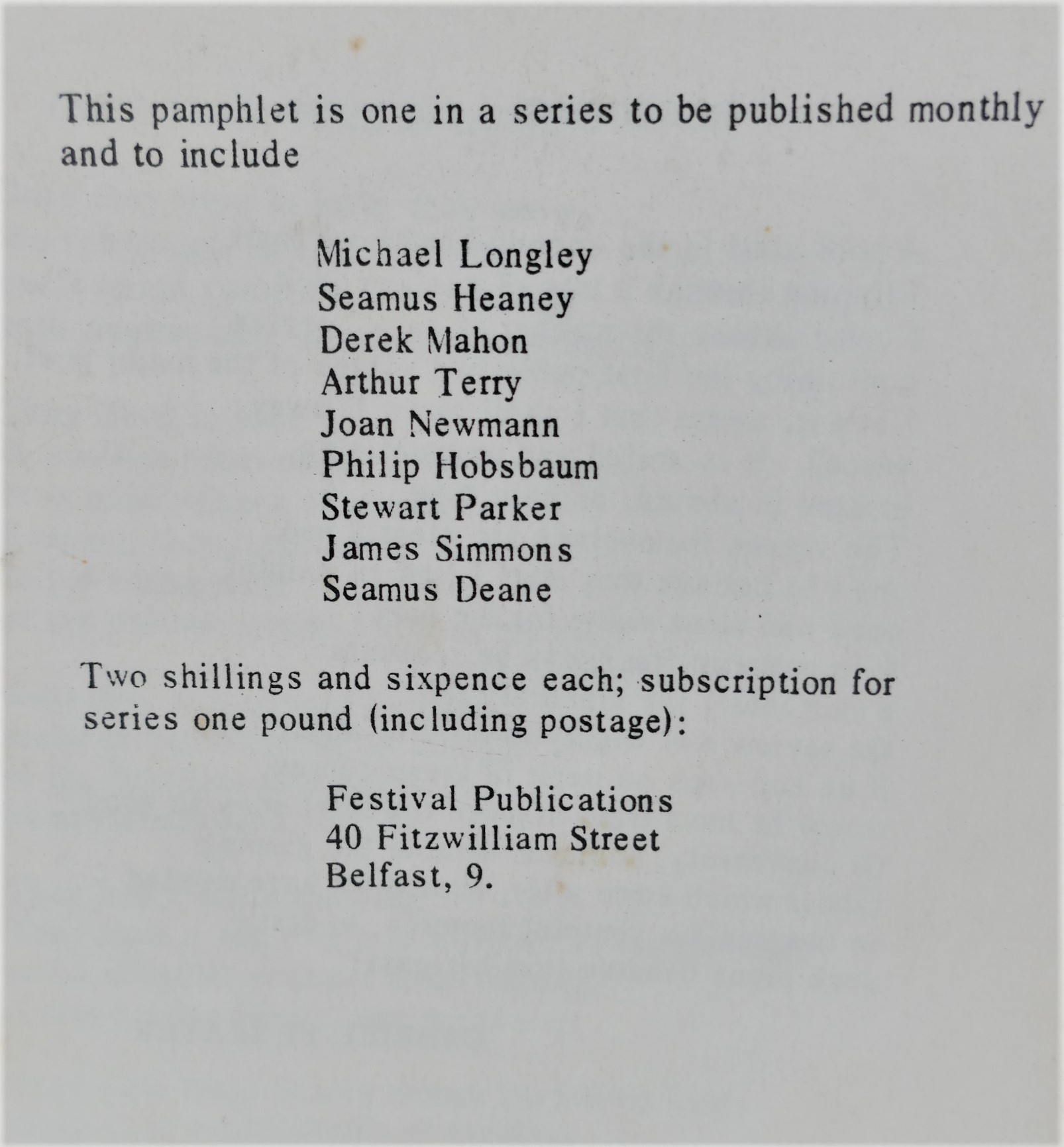 A Small War and other Poems. Festival Publications (1967) - Image 2