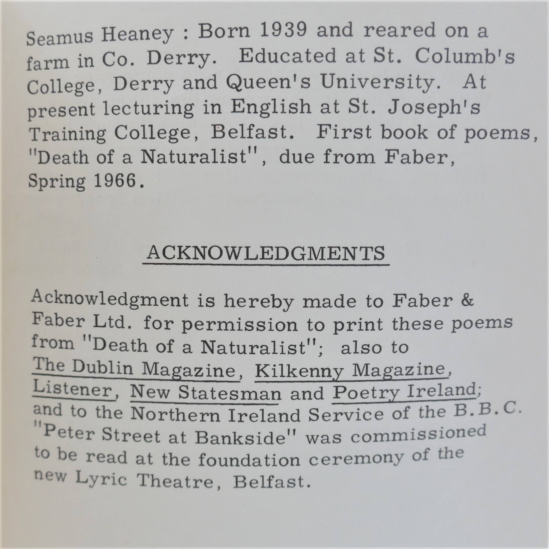 Eleven Poems. Belfast: Festival Publications (1965) - Image 5