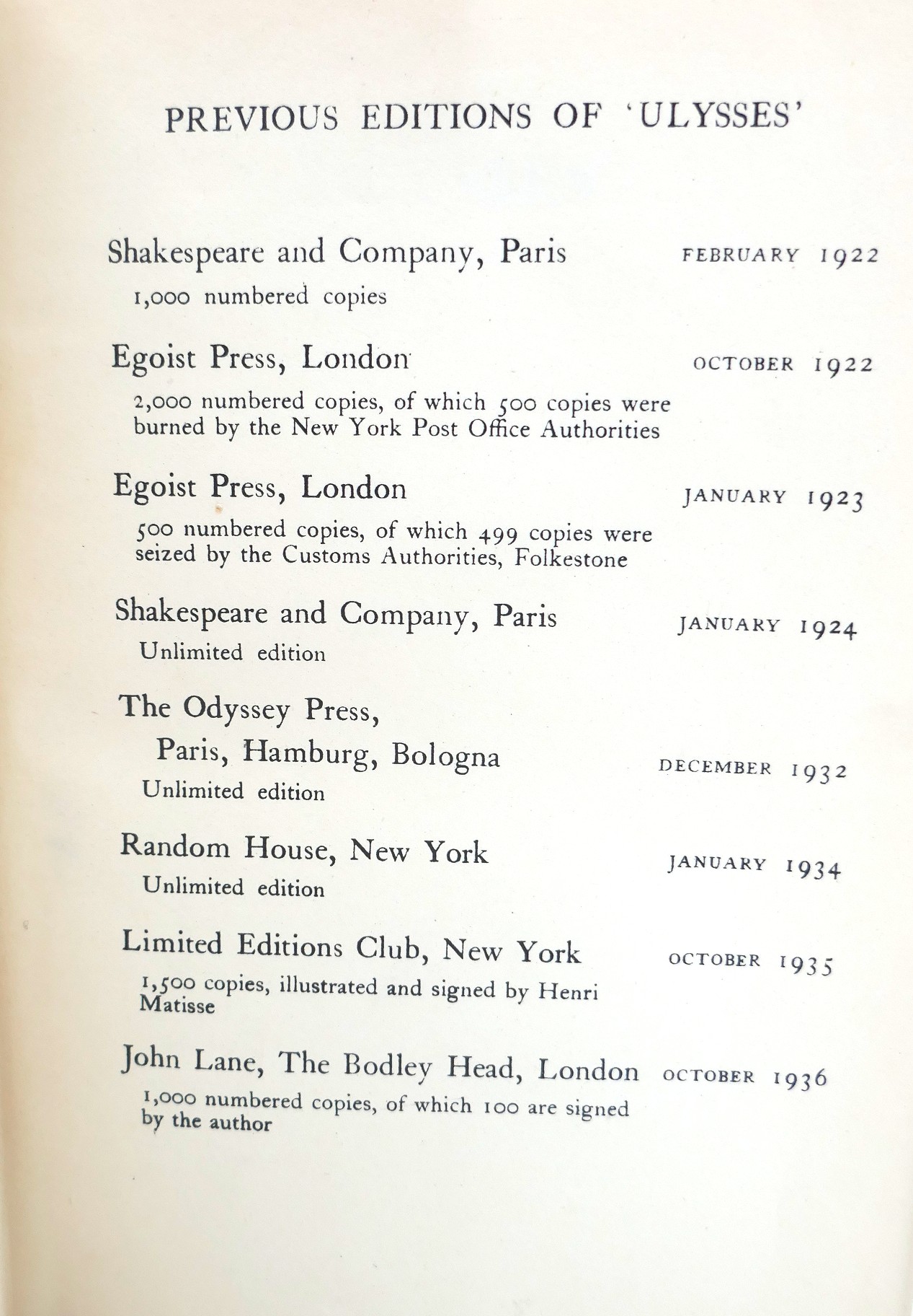 Ulysses. Bodley Head (1937) - Image 5