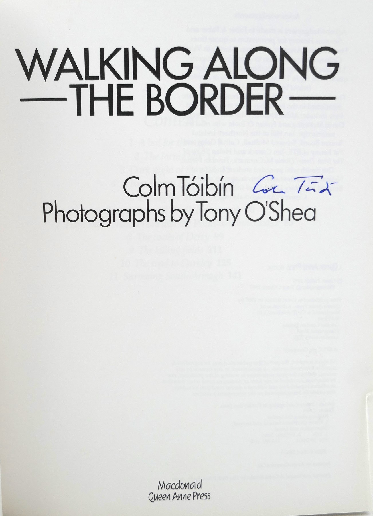Walking Along the Border. Signed Copy (1987) - Image 2