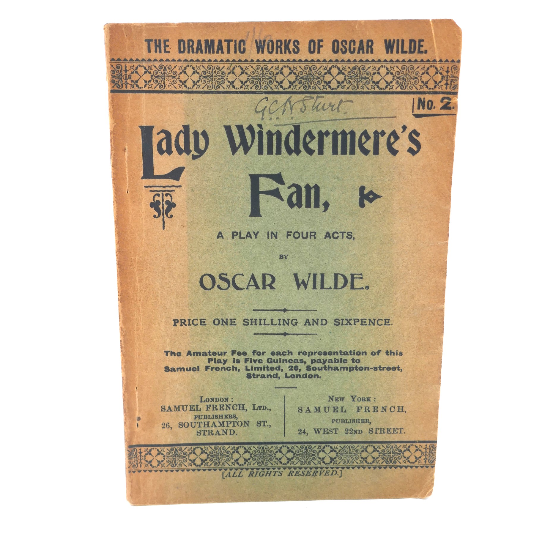 Lady Windermere's Fan. No. 2 of The Dramatic Works of Oscar Wilde (1895)