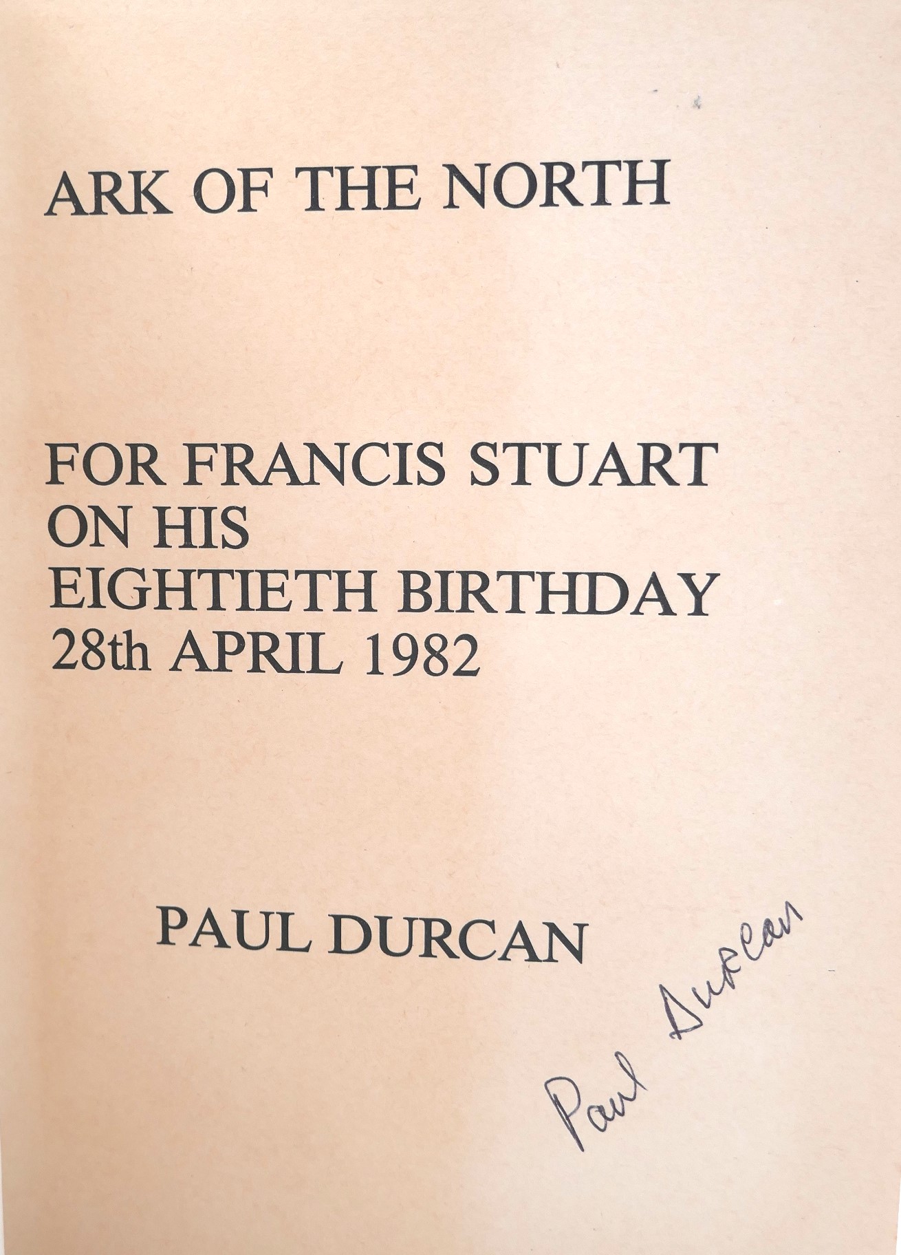 Ark of the North. For Francis Stuart (1982) - Image 3