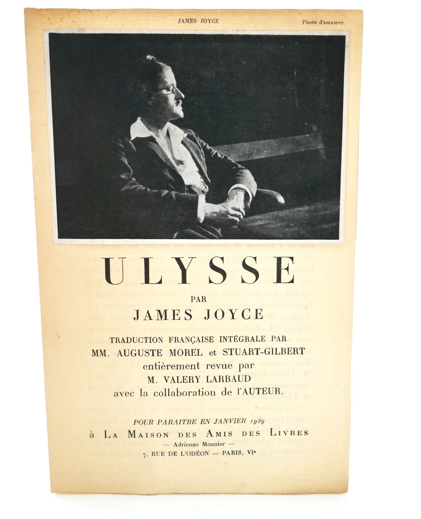 Original Prospectus for the First French Edition of 'Ulysses' (1929)