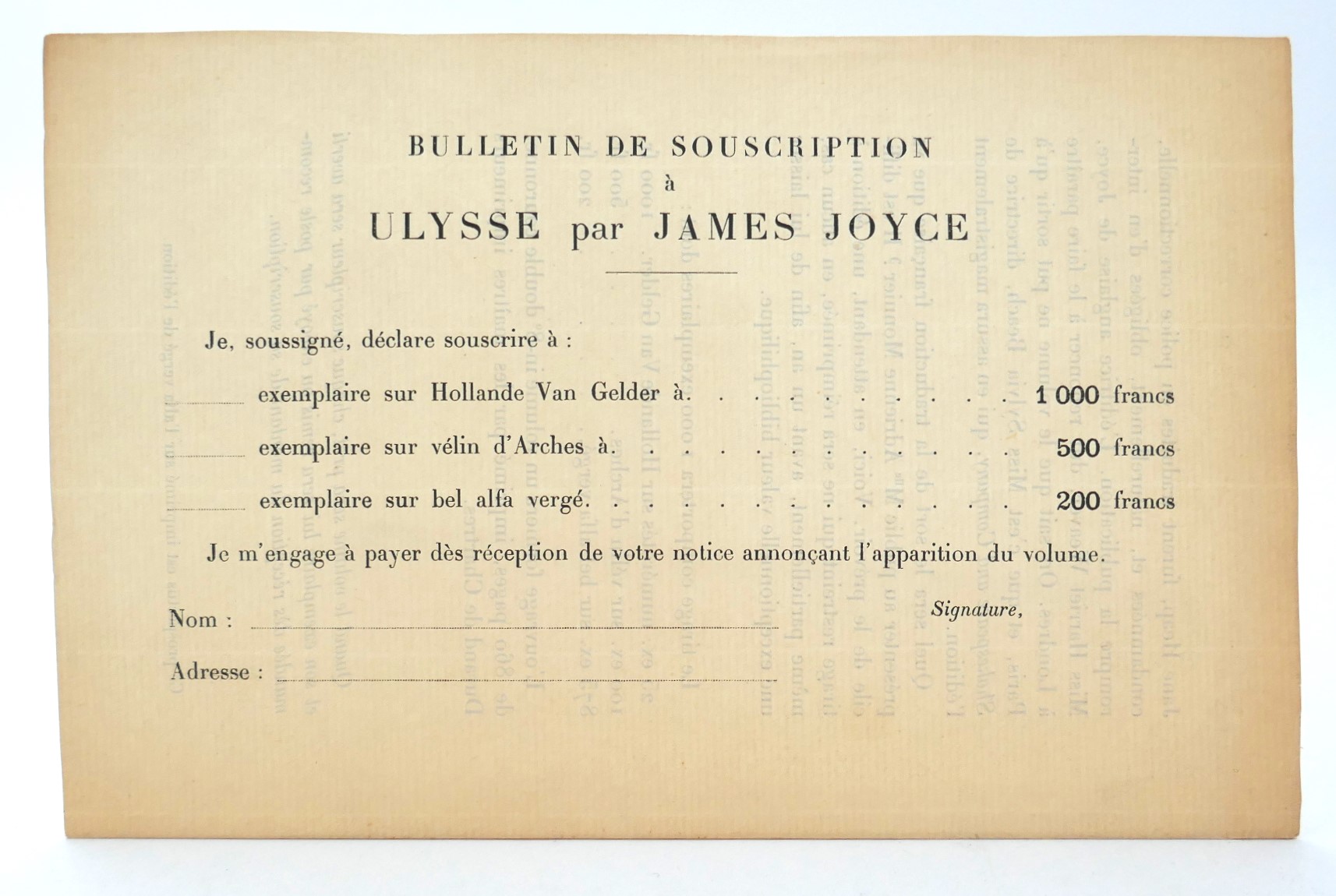 Original Prospectus for the First French Edition of 'Ulysses' (1929) - Image 3