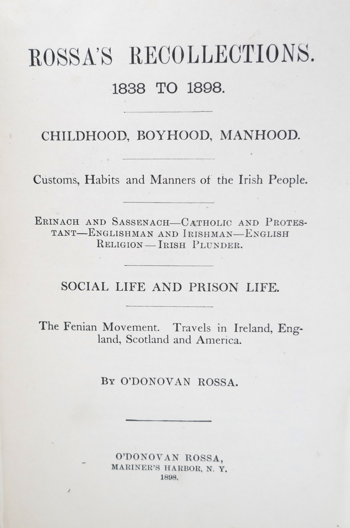 Rossa's Recollections1838 to 1898. Author Presentation Copy (1898) - Image 2