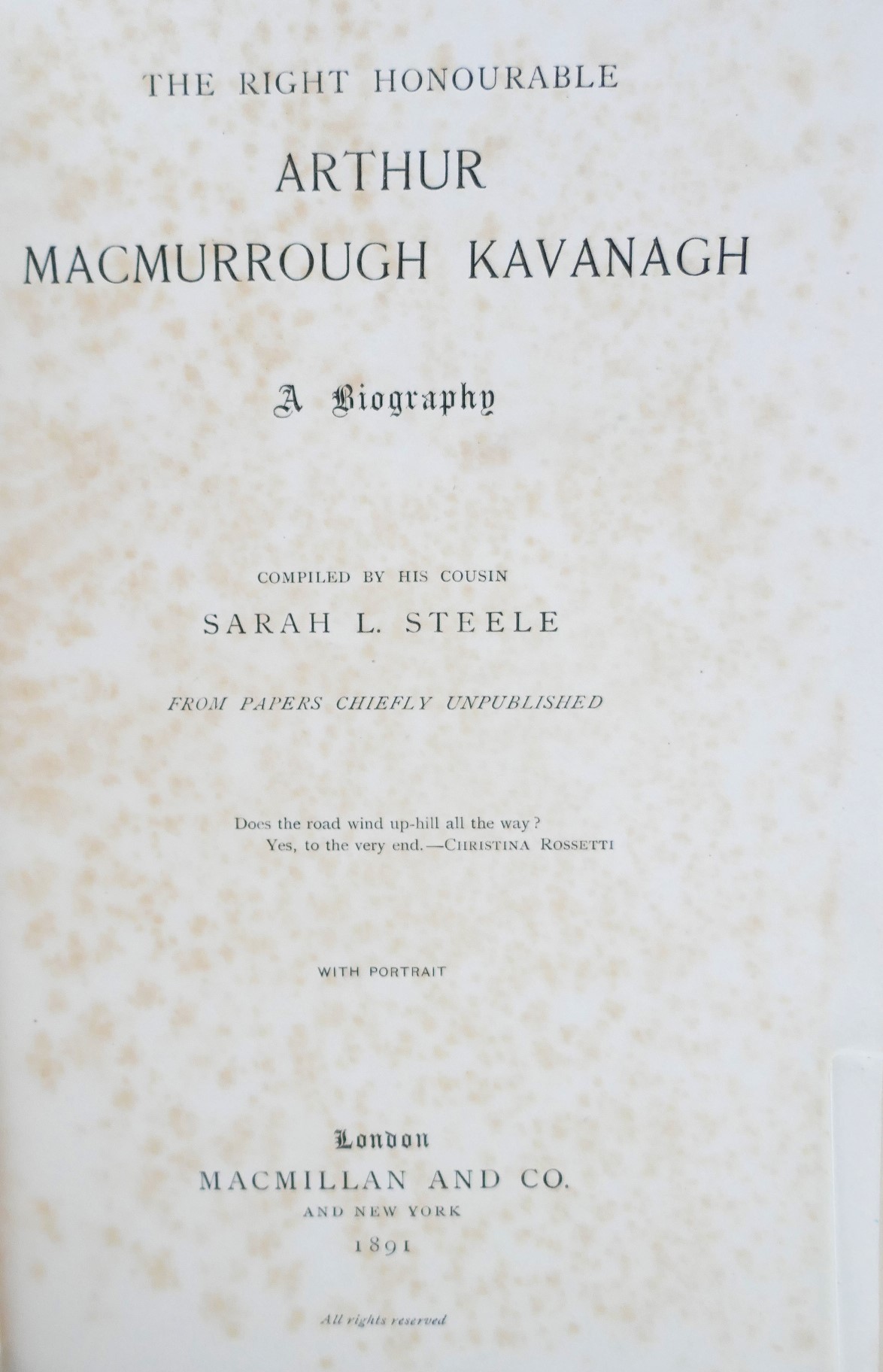 Arthur MacMurrough Kavanagh. A Biography (1891) - Image 3