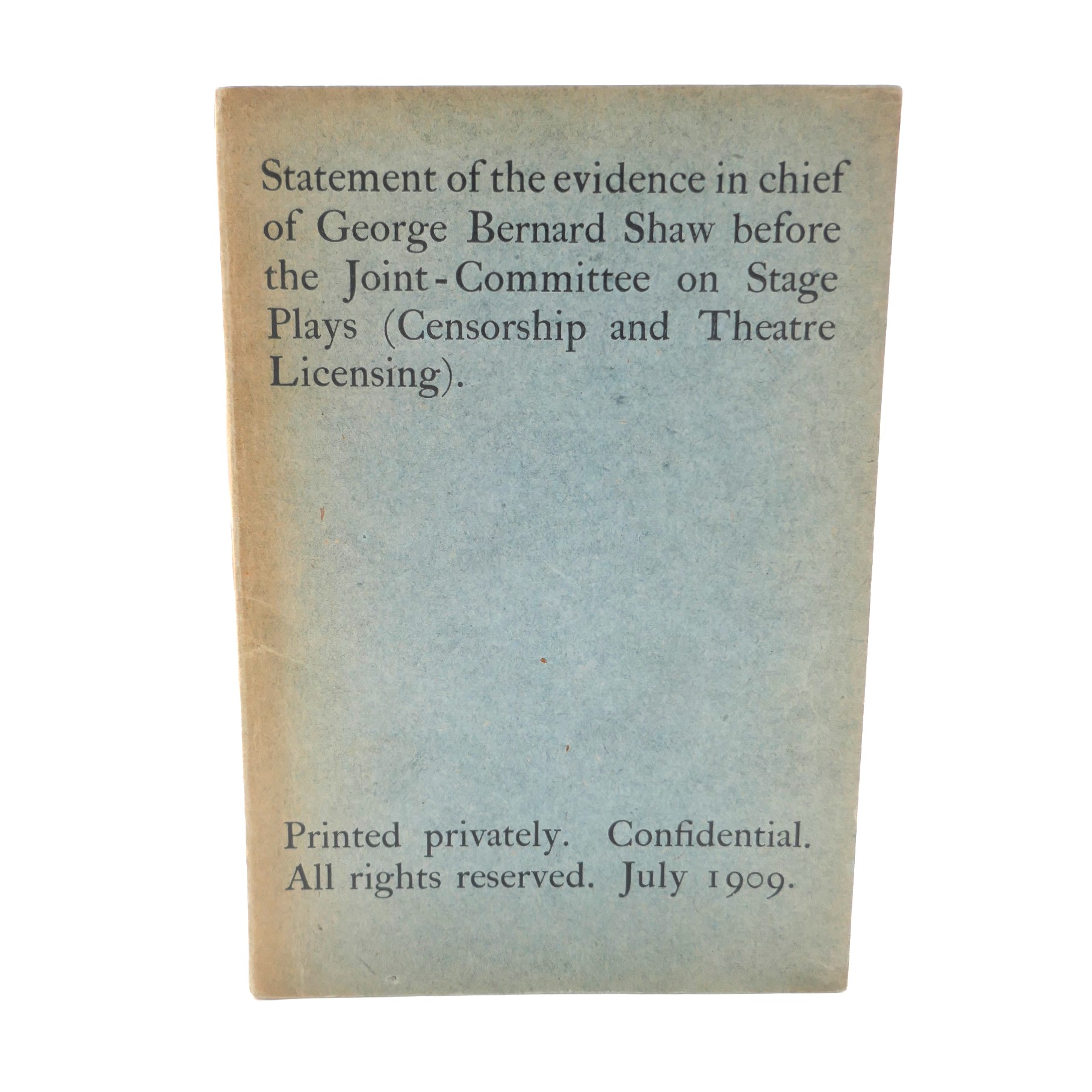 Statement of the Evidence on Theatre Censorship (1909)
