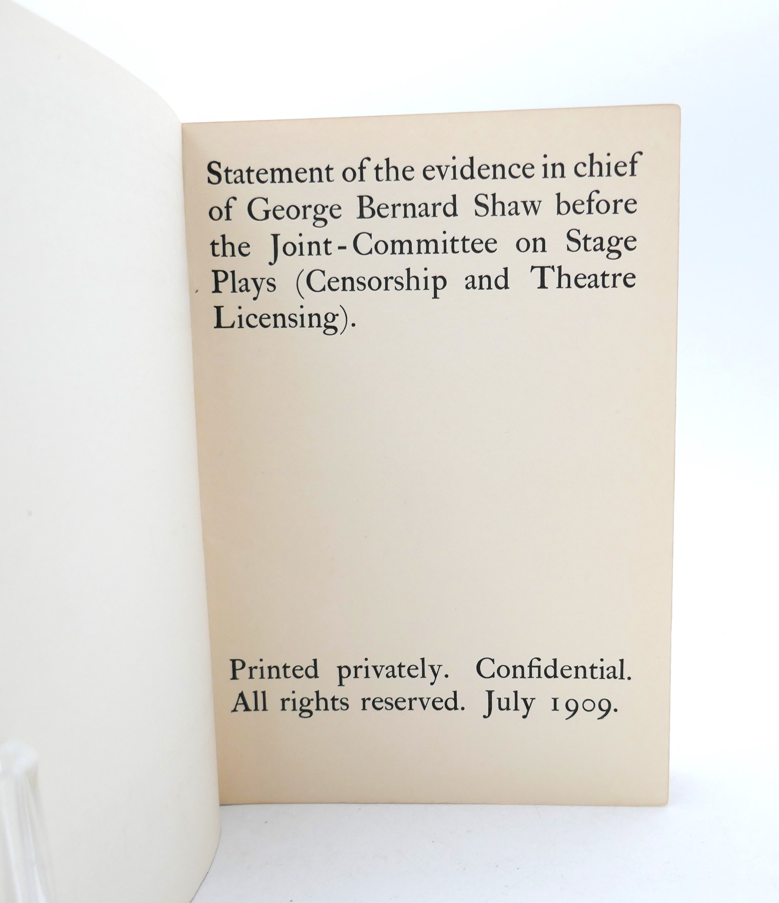 Statement of the Evidence on Theatre Censorship (1909) - Image 2