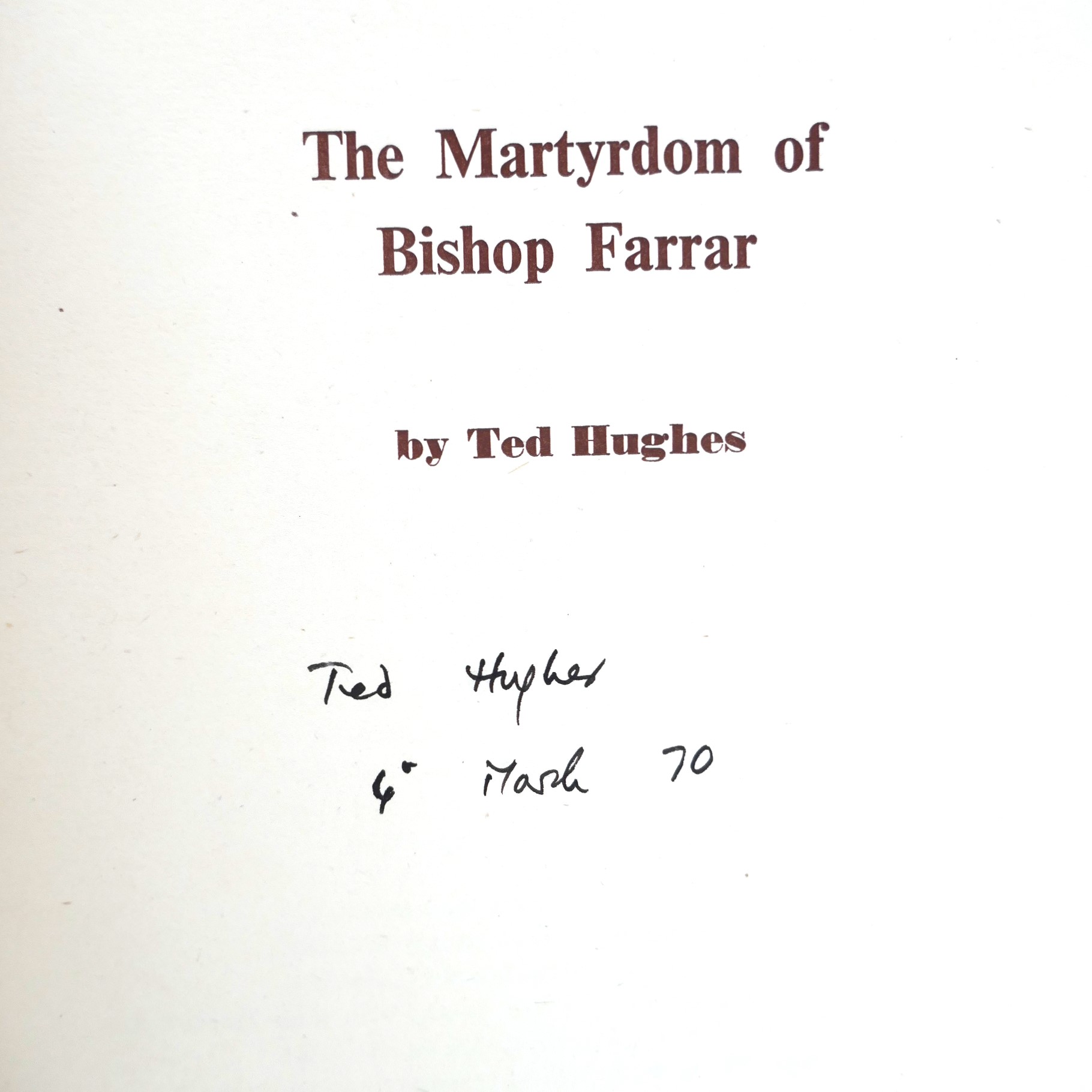 The Martyrdom of Bishop Farrar. With Manuscript Poem(1968) - Image 2