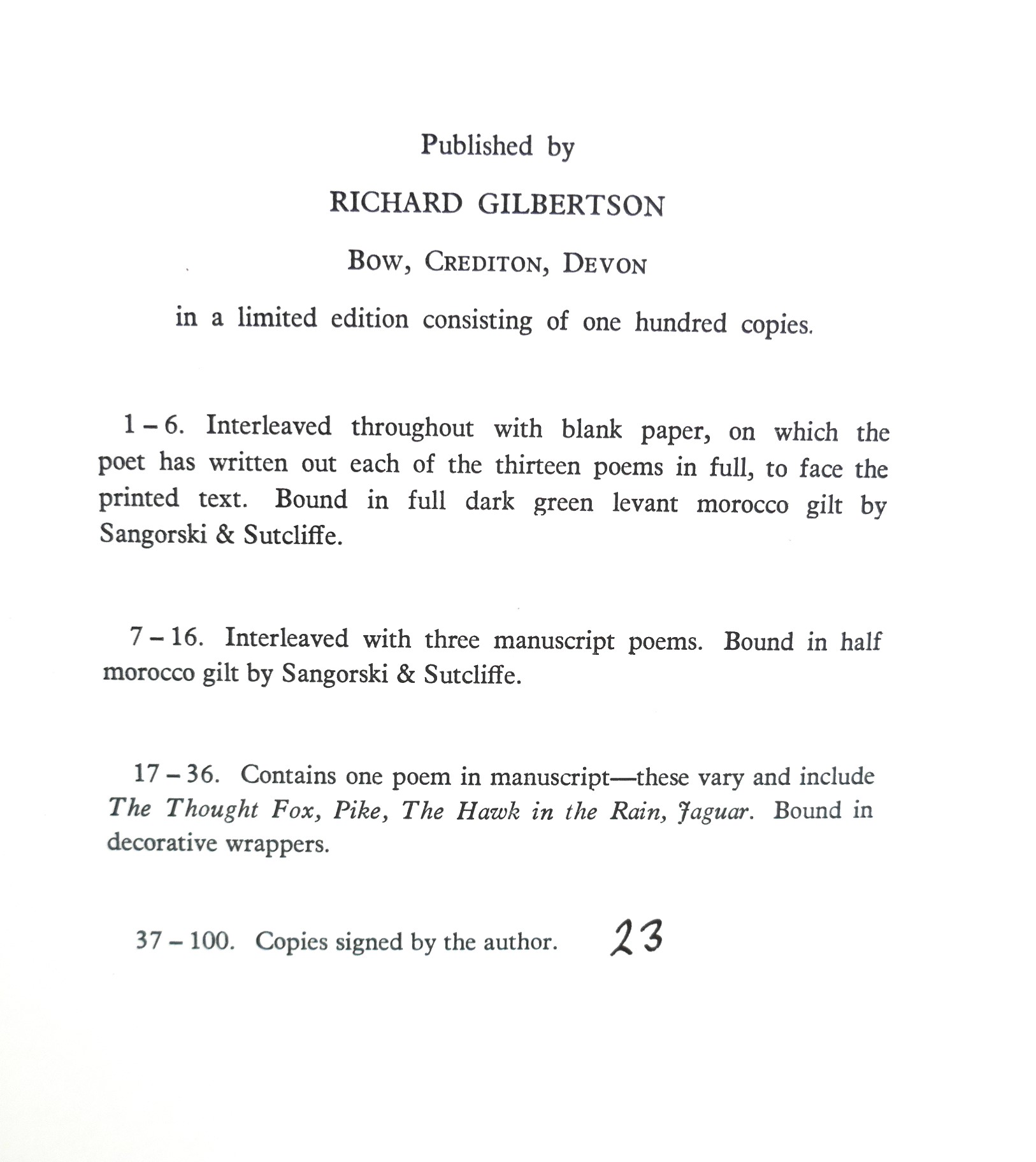 Animal Poems. with Manuscript Poem (1967) - Image 6