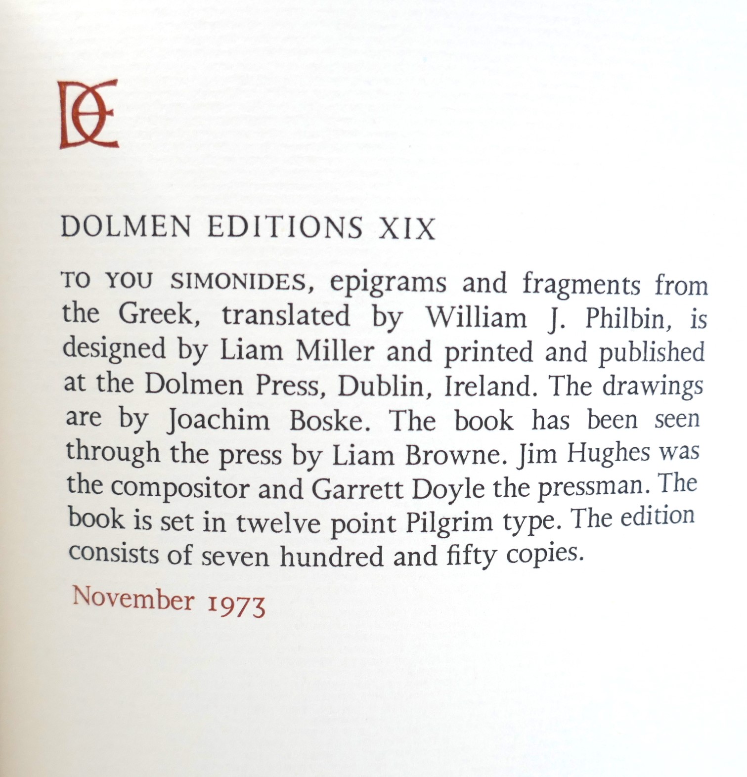 To You Simonides. Epigrams and Fragments (1973) - Image 3