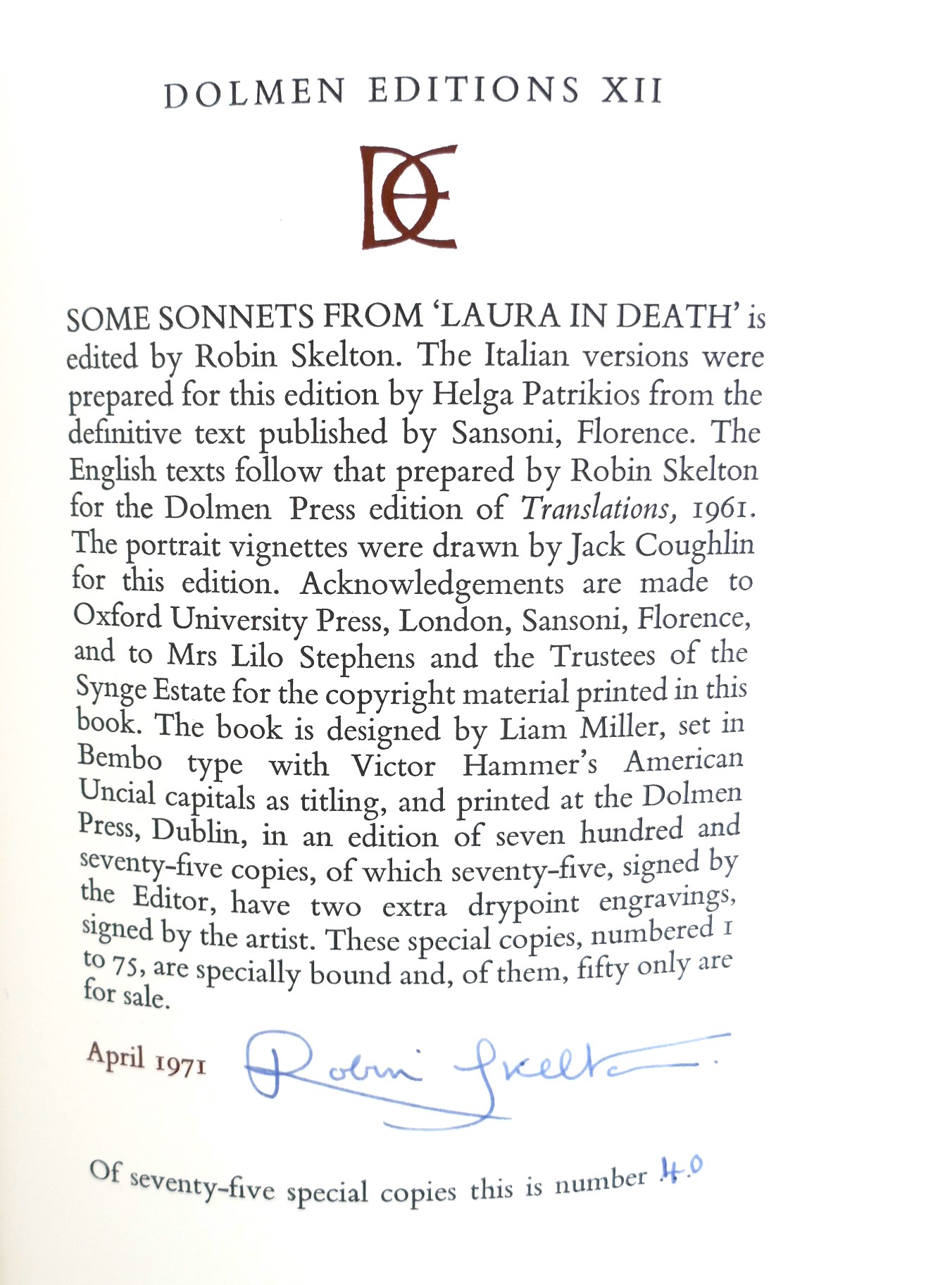 Some Sonnets from Laura in Death. One of Seventy-Five Copies (1971) - Image 4