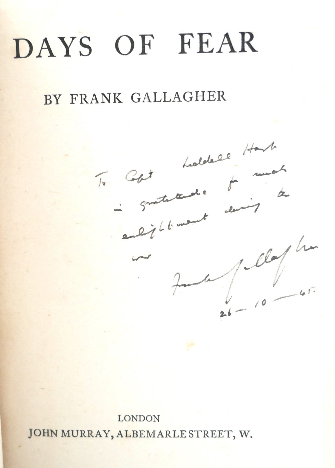 Days of Fear. Important Association Copy (1928) - Image 5