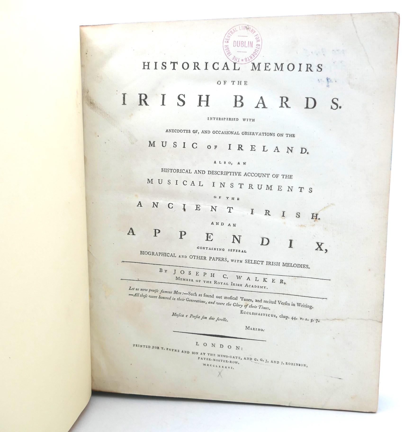 Historical Memoirs of the Irish Bards (1786) - Image 2