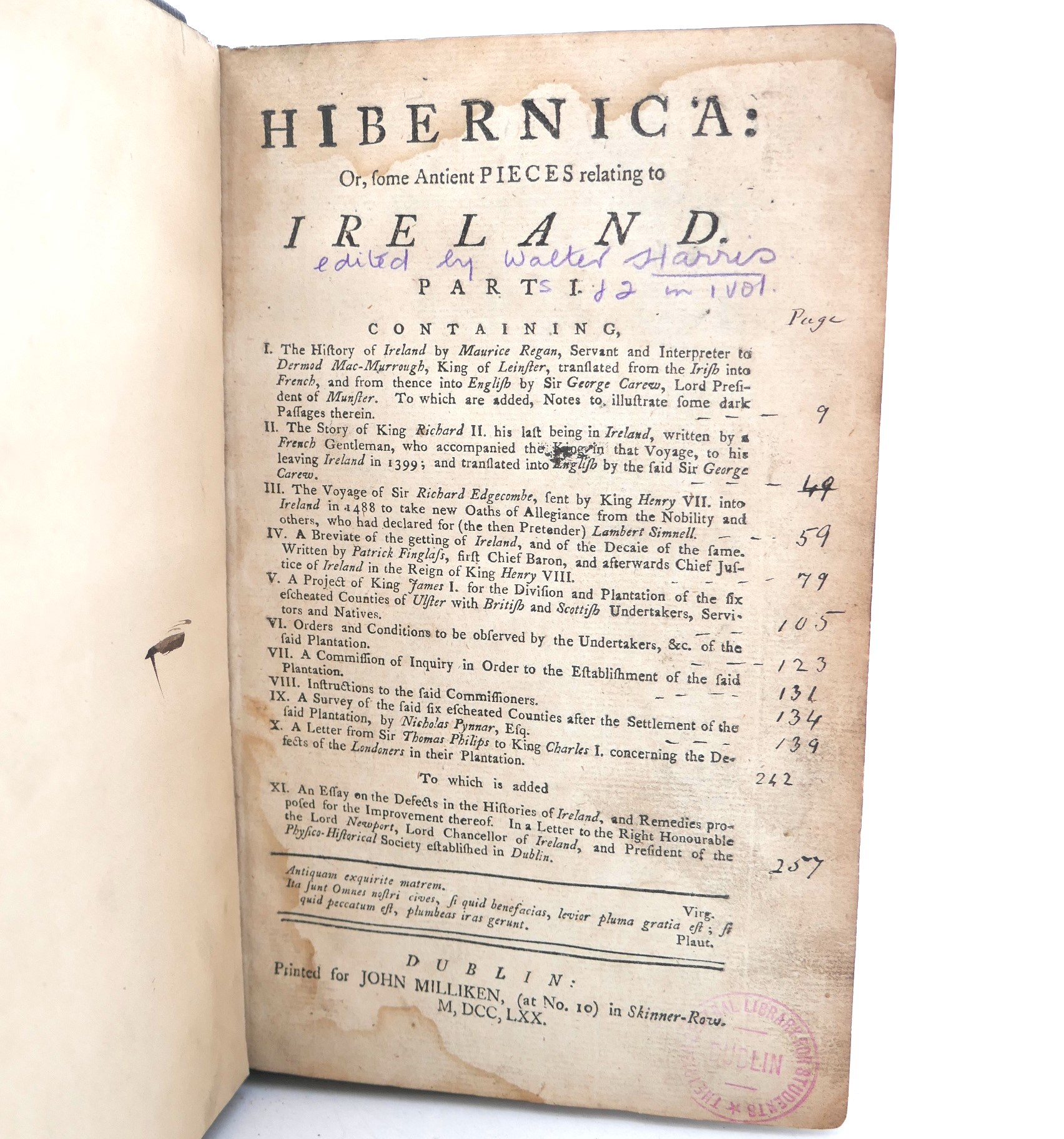 Hibernica: Or, Some Antient Pieces Relating to Ireland (1770) - Image 2