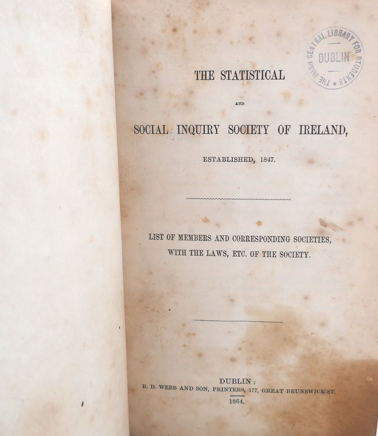The Statistical and Social Inquiry Society of Ireland (1864) - Image 2