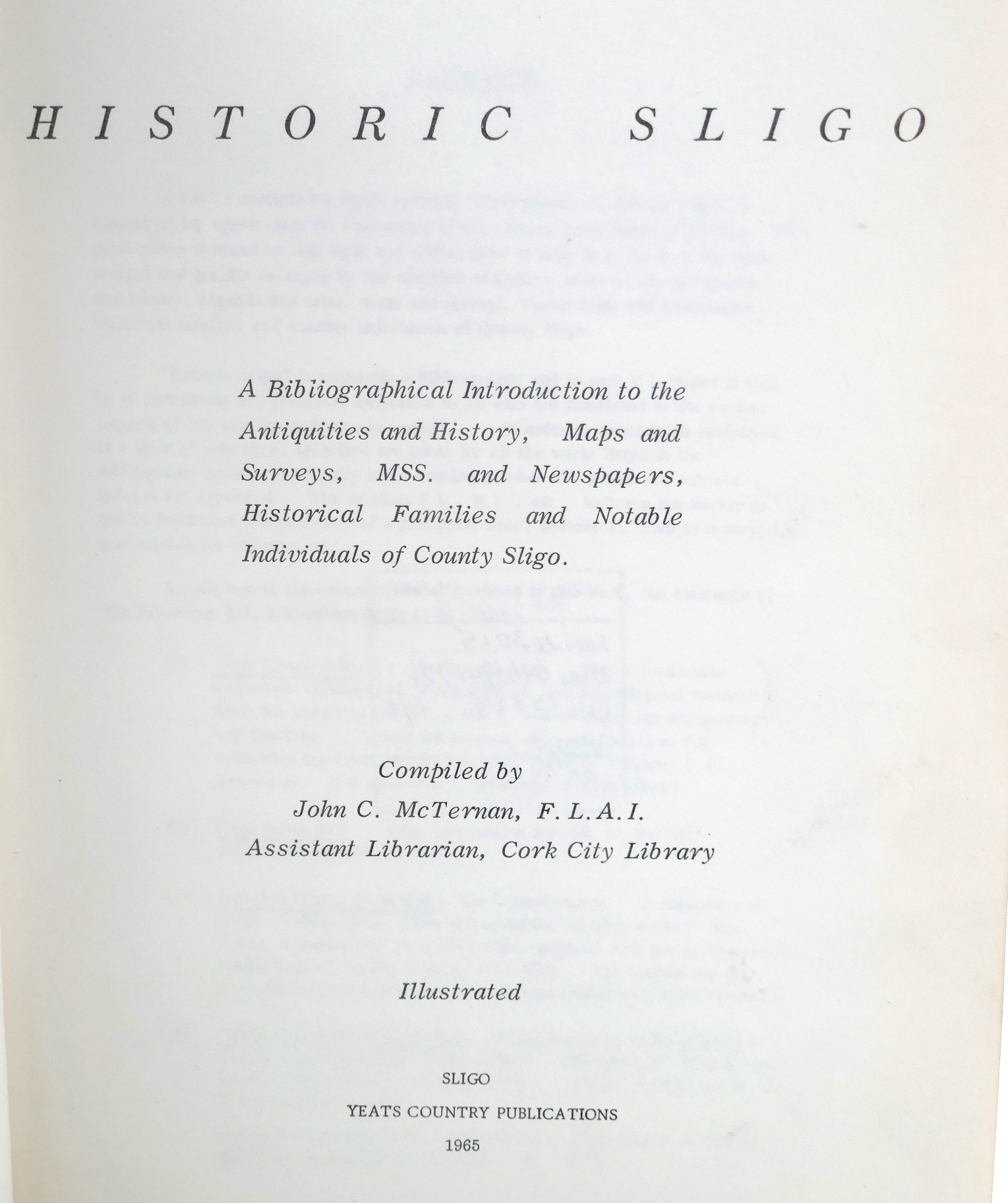 Historic Sligo. A Bibliographical Introduction (1965) - Image 2