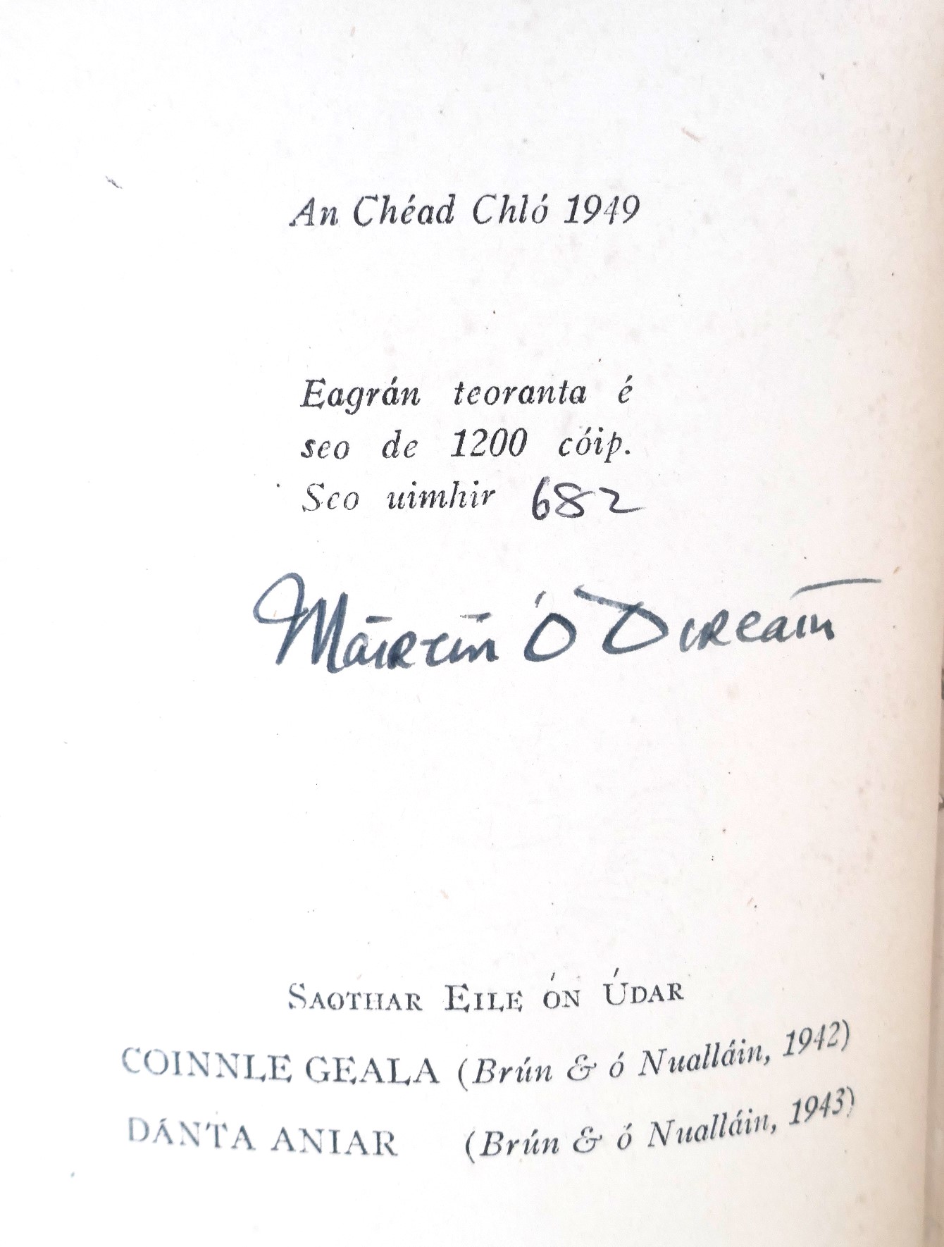 Rogha Dánta . Limited Signed Edition (1949) - Image 3