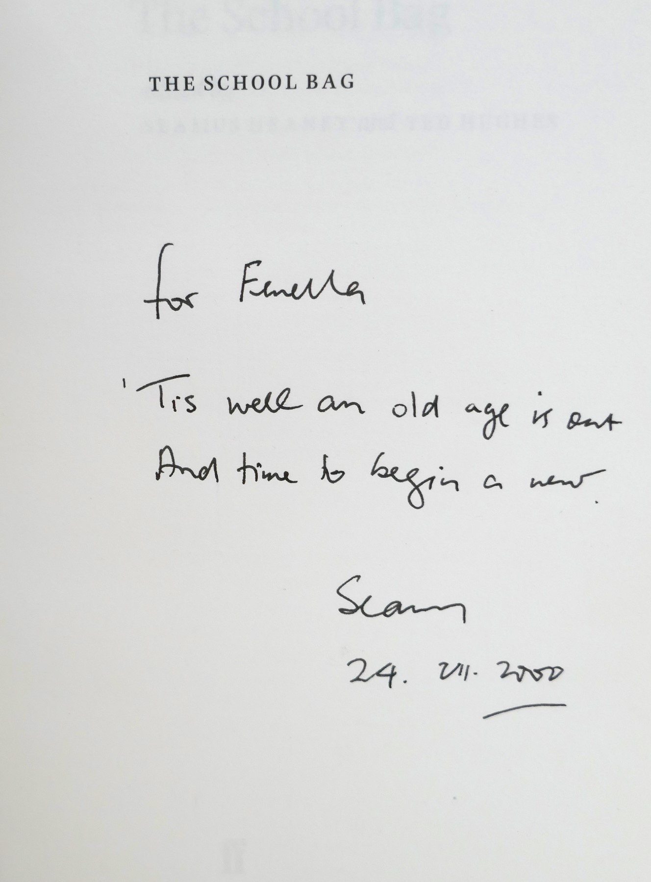 The School Bag. Third Impression. Inscribed Copy (1997) - Image 2