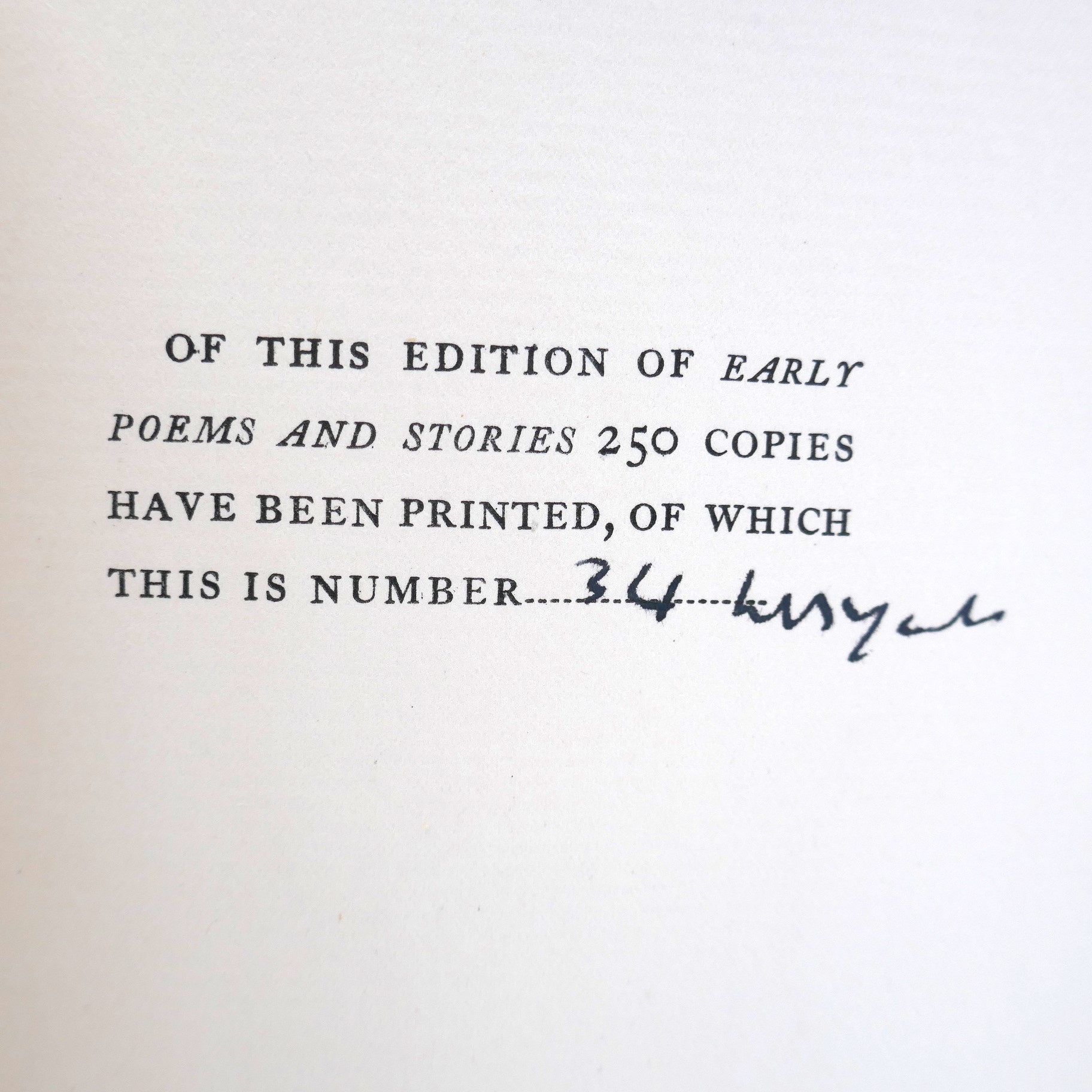 Early Poems and Stories. Limited Signed Edition (1925) - Image 3