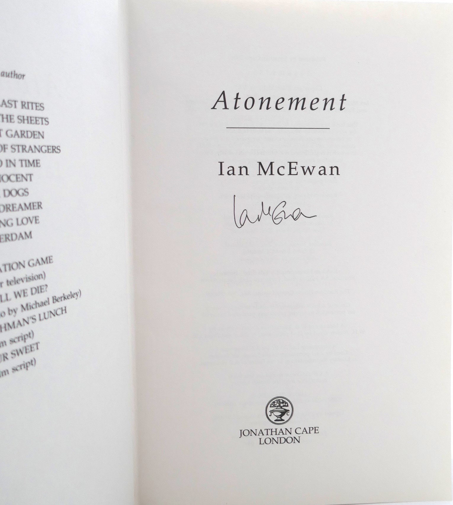 Atonement. Signed Copy (2001) - Image 2