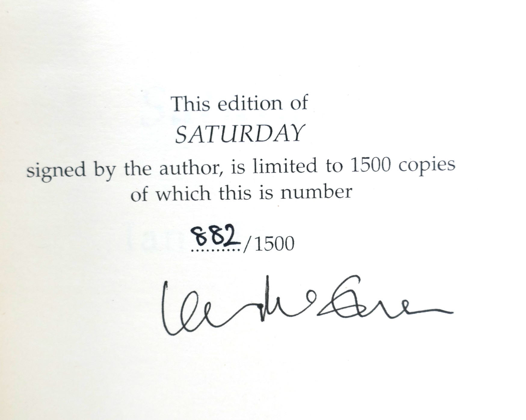 Saturday. Limited Signed Edition (2005) - Image 2
