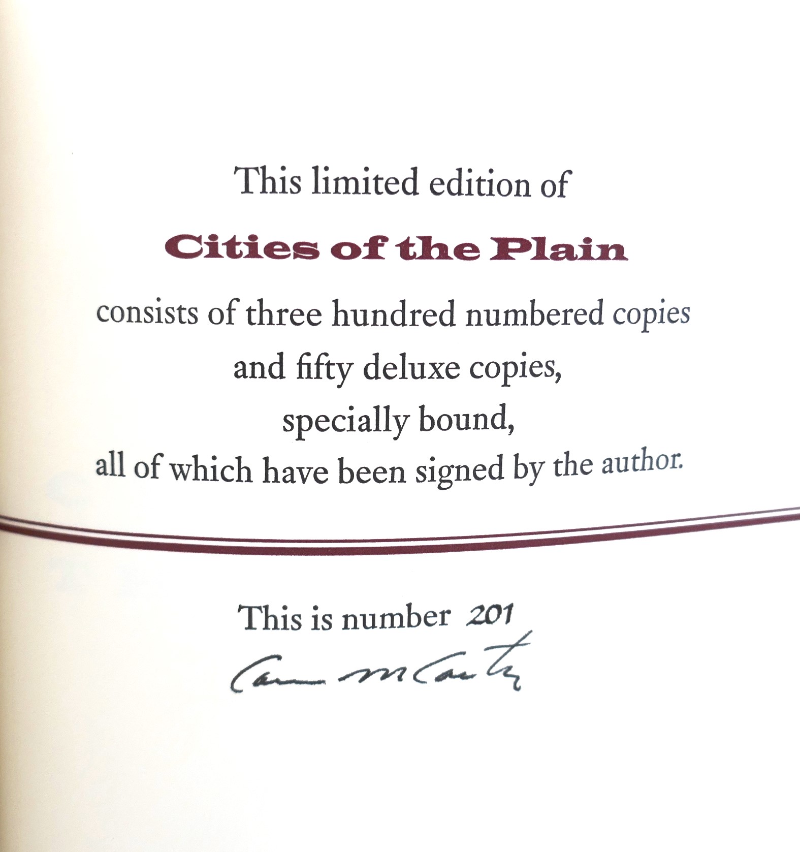 Cities of the Plain. Limited Signed Edition (1998) - Image 4