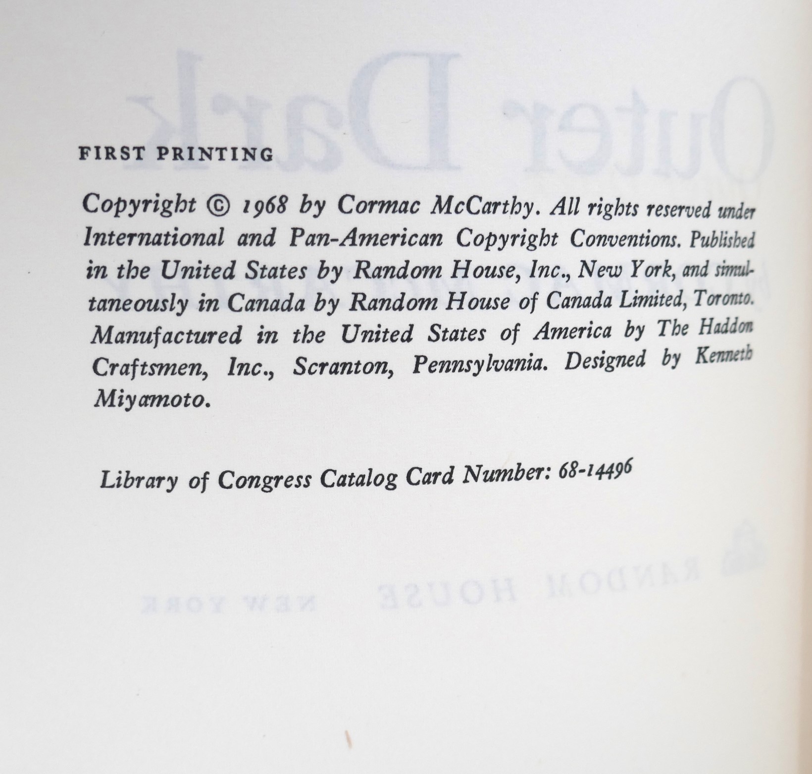 Outer Dark. First Edition. Signed by the Author (1968) - Image 6