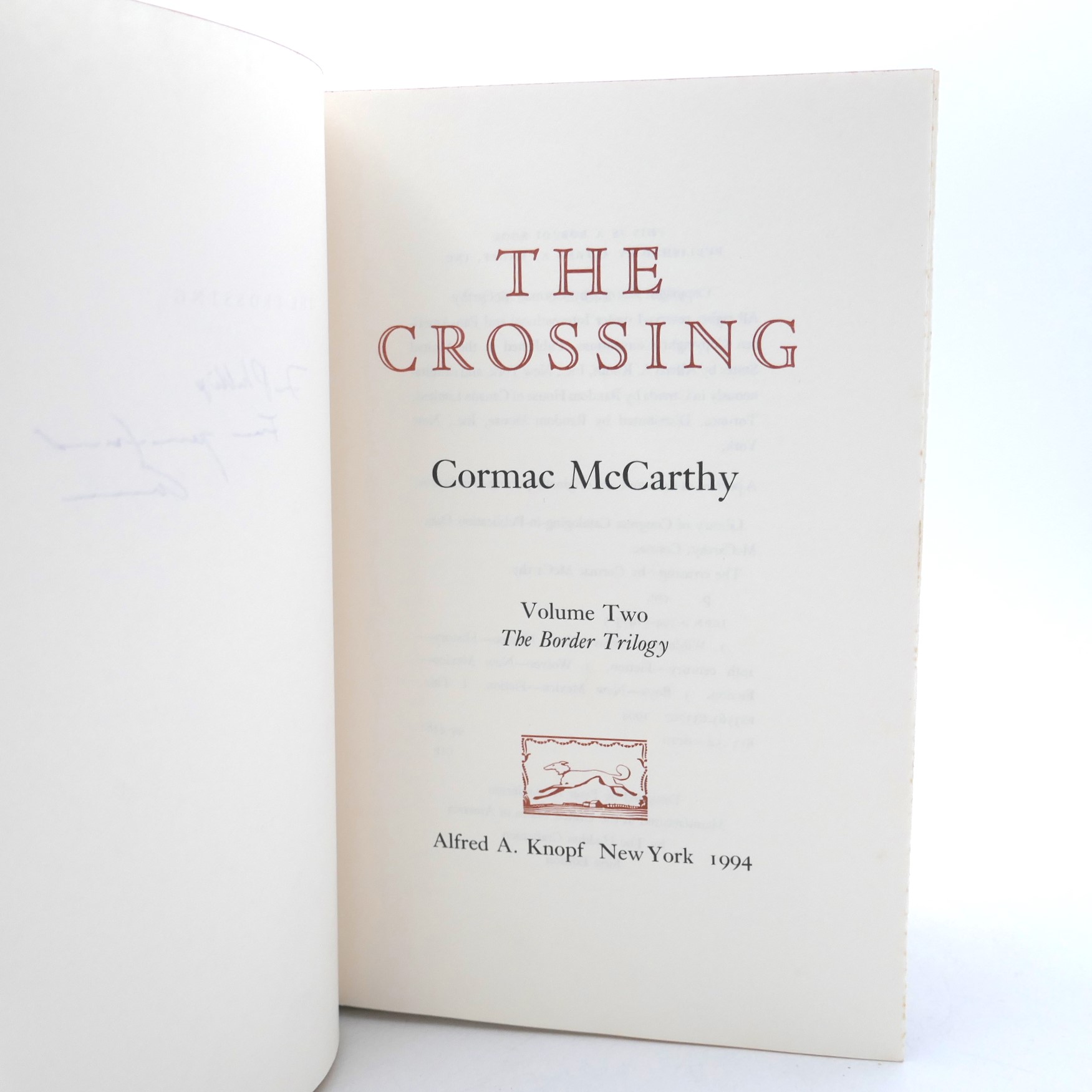 The Crossing. First Edition. Inscribed by the Author (1994) - Image 3