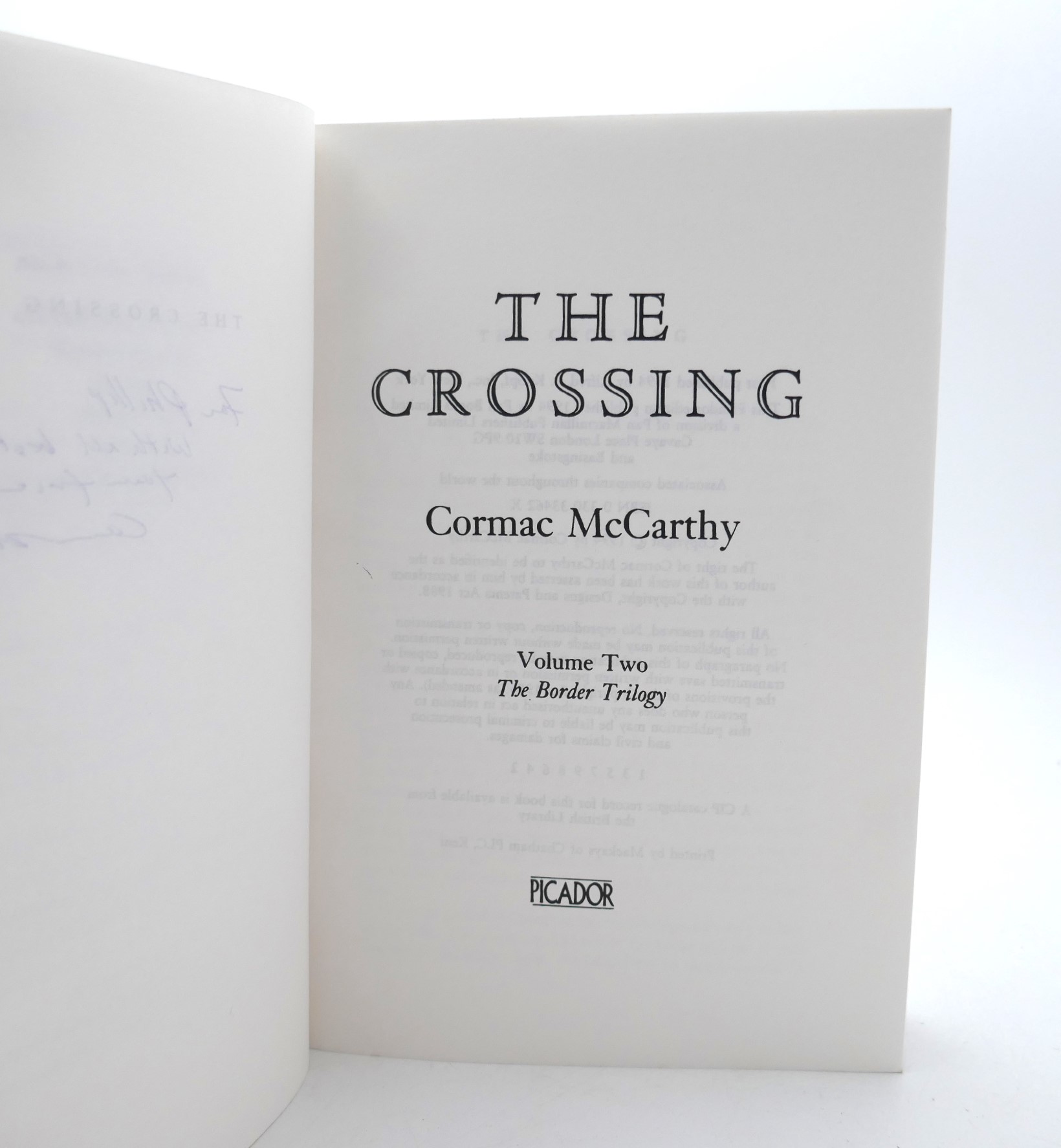 The Crossing. Uncorrected Proof. Author Inscribed (1994) - Image 2