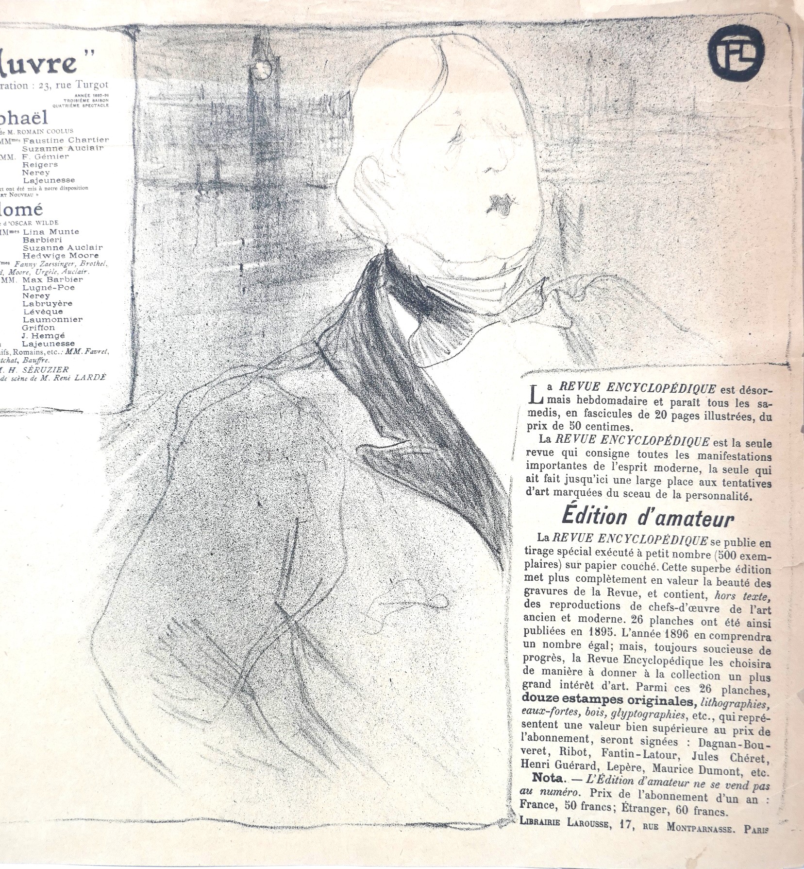 Henri De Toulouse-Lautrec’s Program for ‘Raphael and Salome’ (1898) - Image 3
